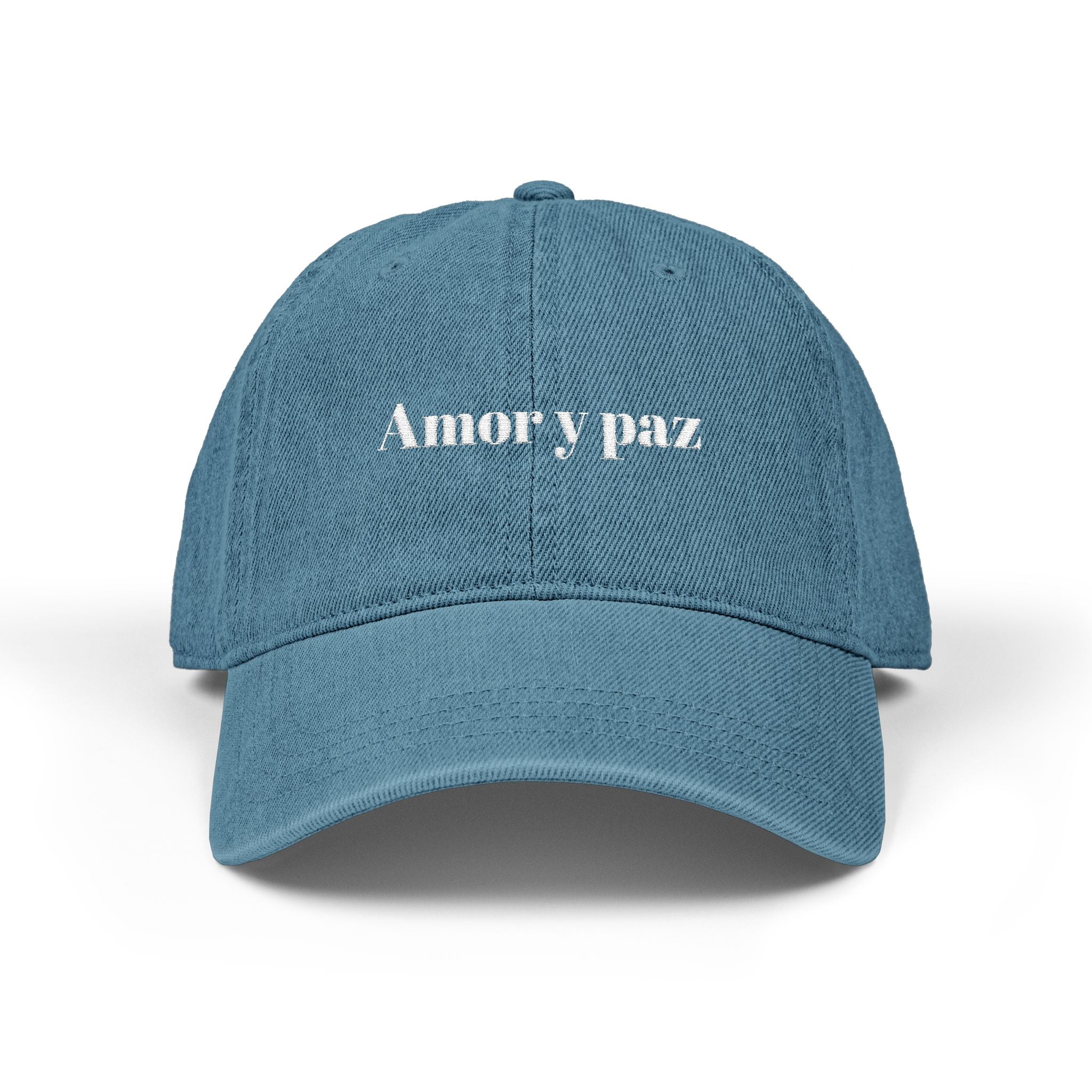 Amor y Paz (Love & Peace) | Embroidered Denim Hat