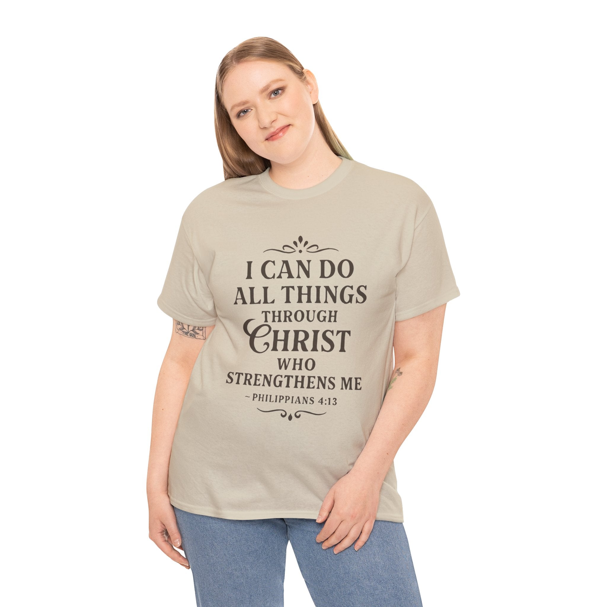 I can do all things through Christ who strengthens me. — Philippians 4:13 | Unisex Heavy Cotton T-Shirt