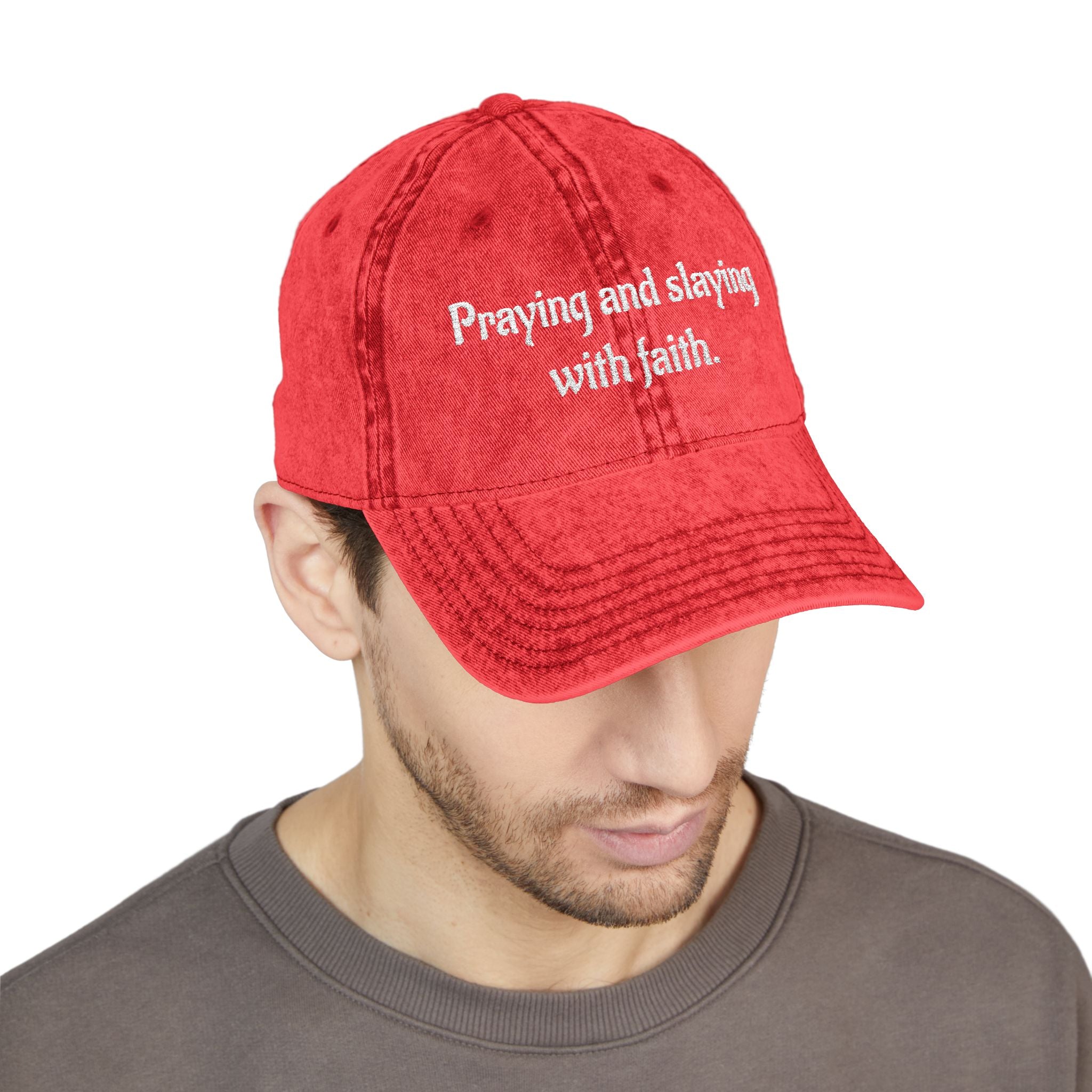 Praying and slaying with faith. | Vintage Embroidered Cap