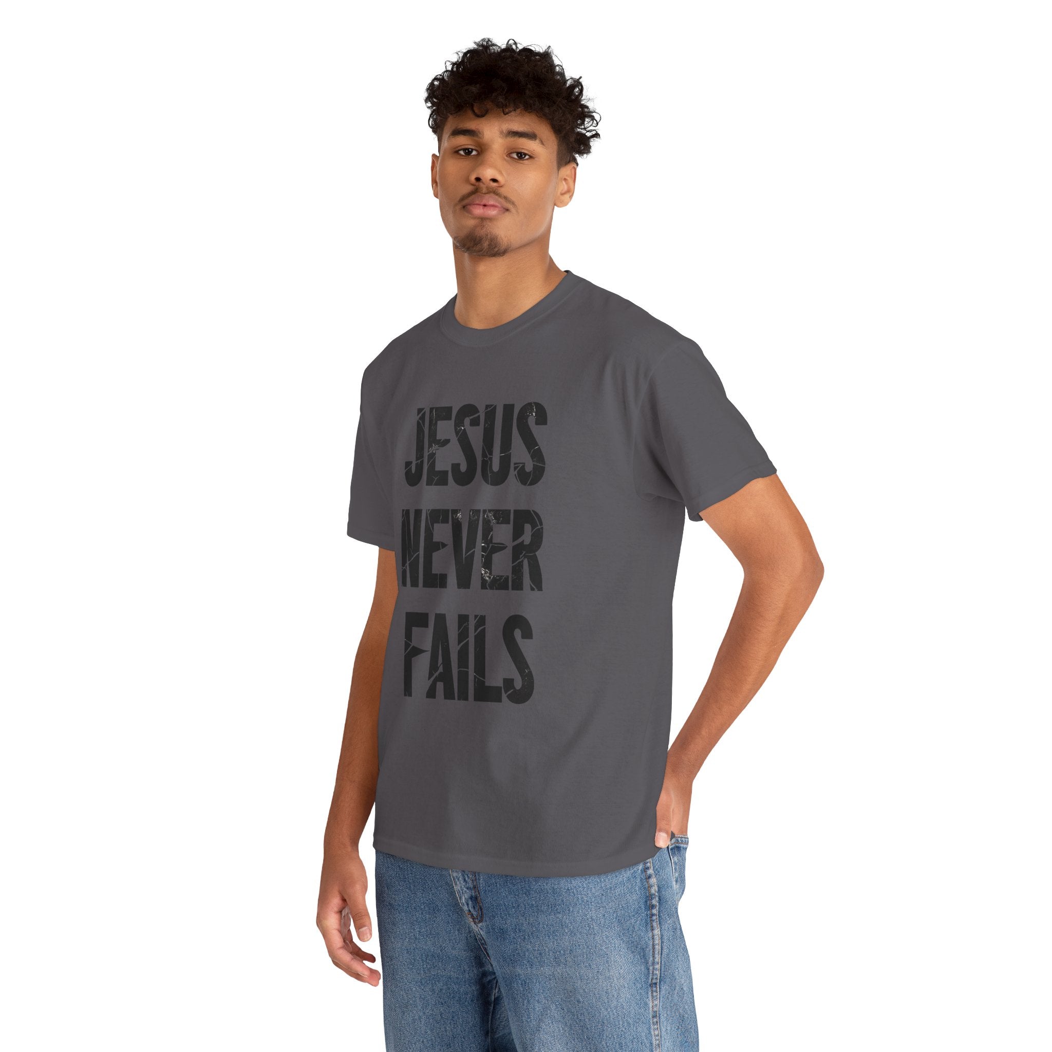 Jesus Never Fails | Unisex Heavy Cotton Tee