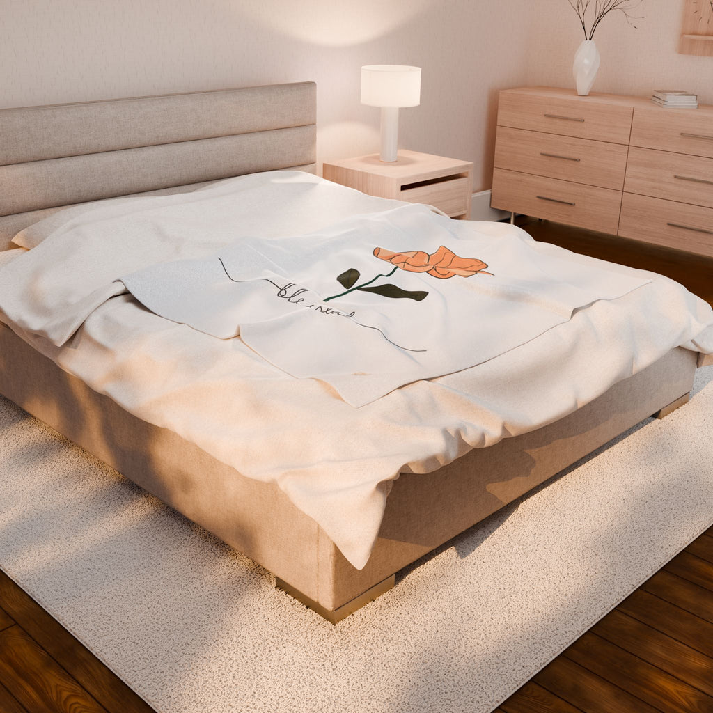 Blessed | Cozy Floral Velveteen Plush Blanket