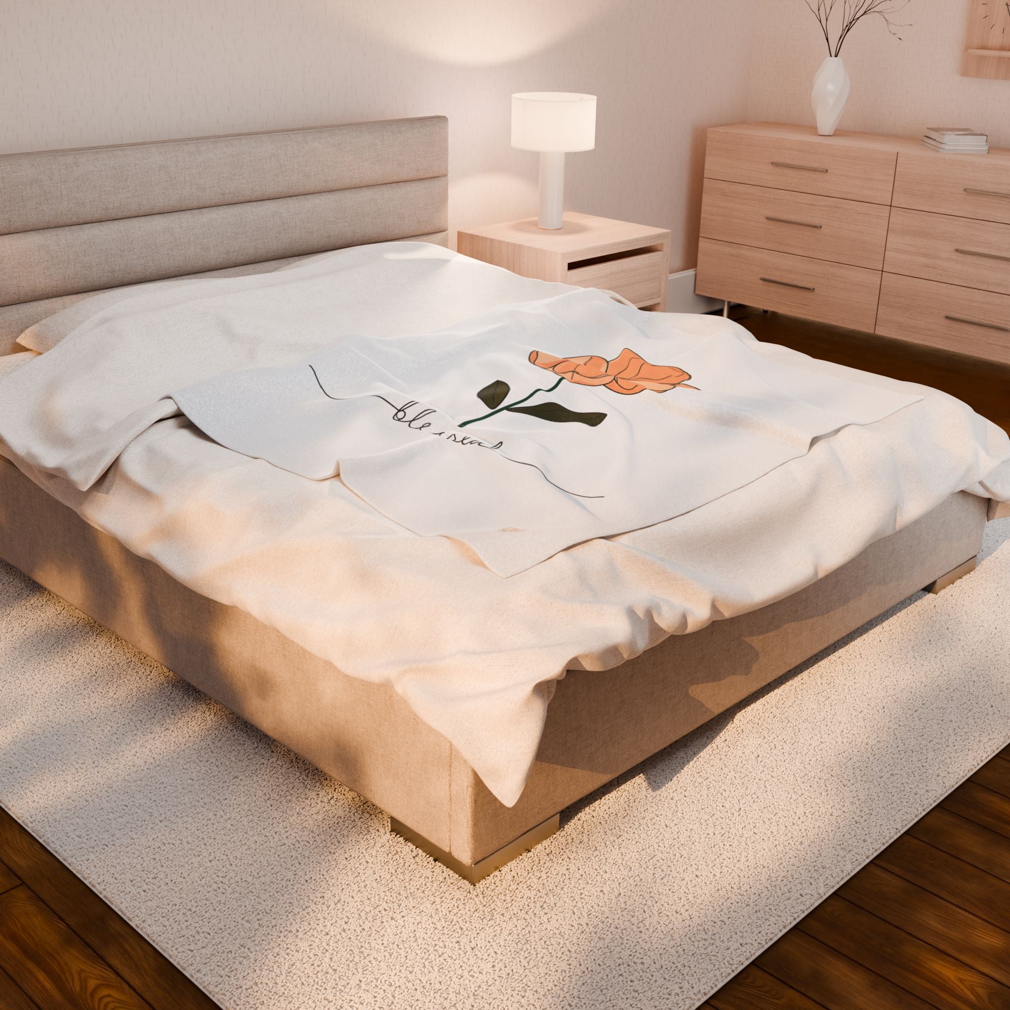 Blessed | Cozy Floral Velveteen Plush Blanket