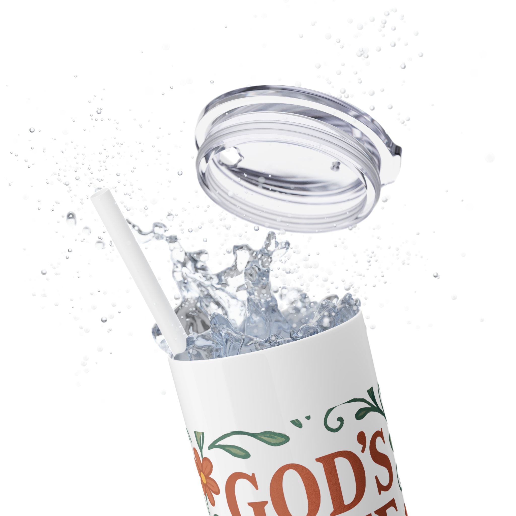 God’s love never fails. — 1 Corinthians 13:8 | Skinny Tumbler with Straw