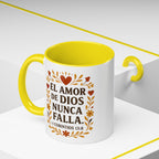El amor de Dios nunca falla. — 1 Corintios 13:8 | Accent Coffee Mug
