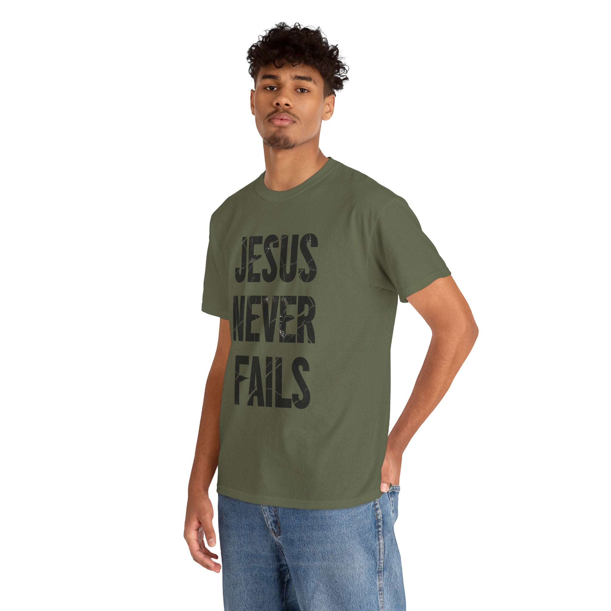 Jesus Never Fails | Unisex Heavy Cotton Tee