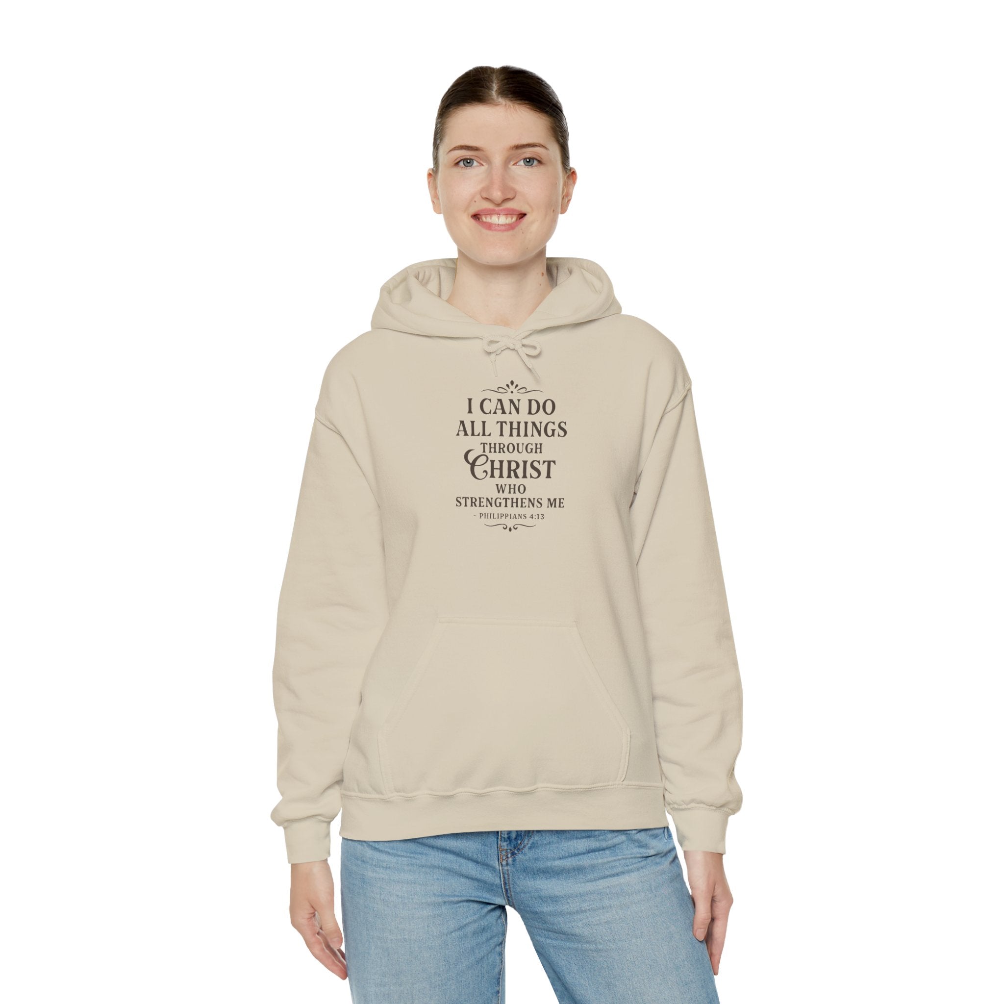 I can do all things through Christ who strengthens me. — Philippians 4:13 | Hoodie