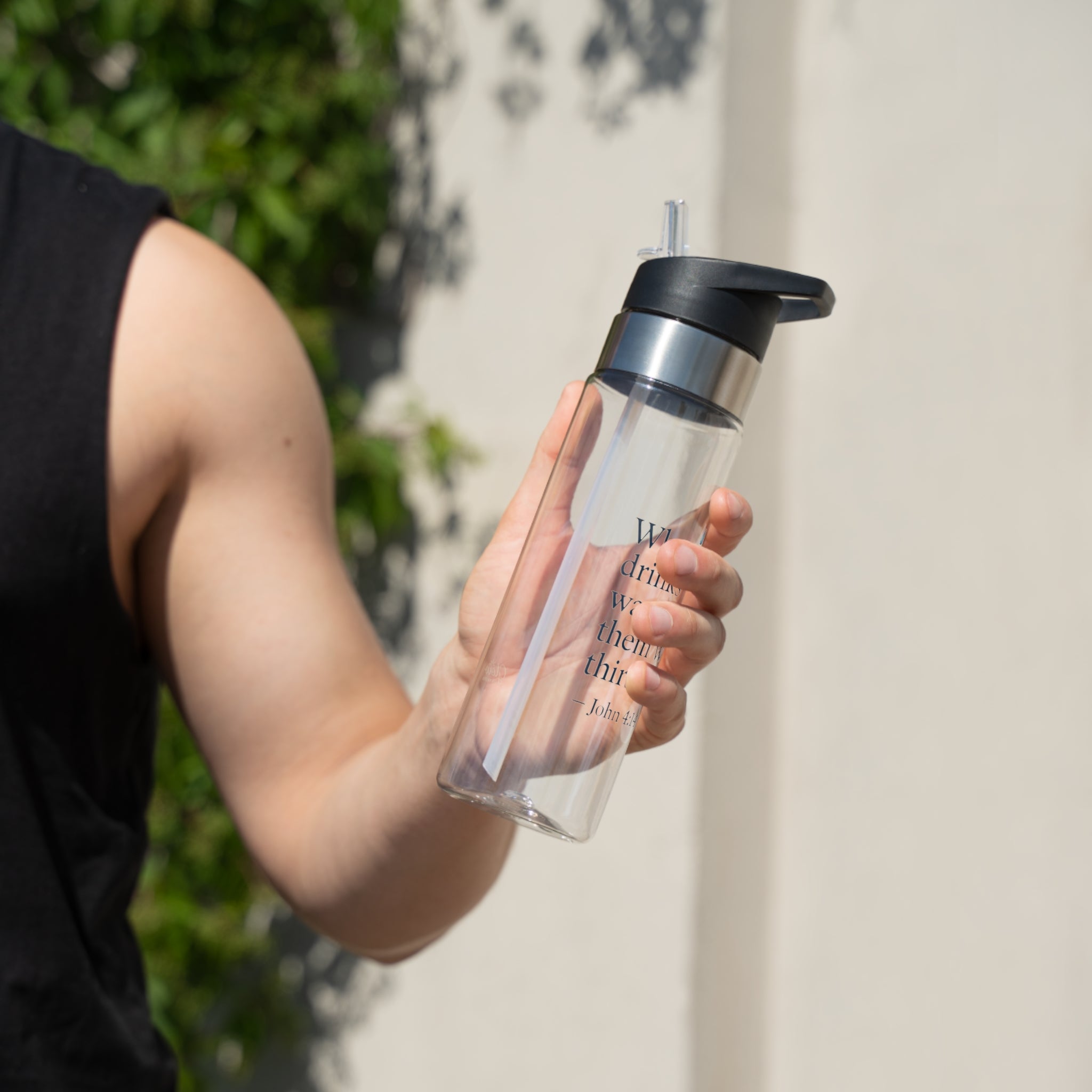 Whoever drinks the water I give them will never thirst. — John 4:14 | Water Bottle