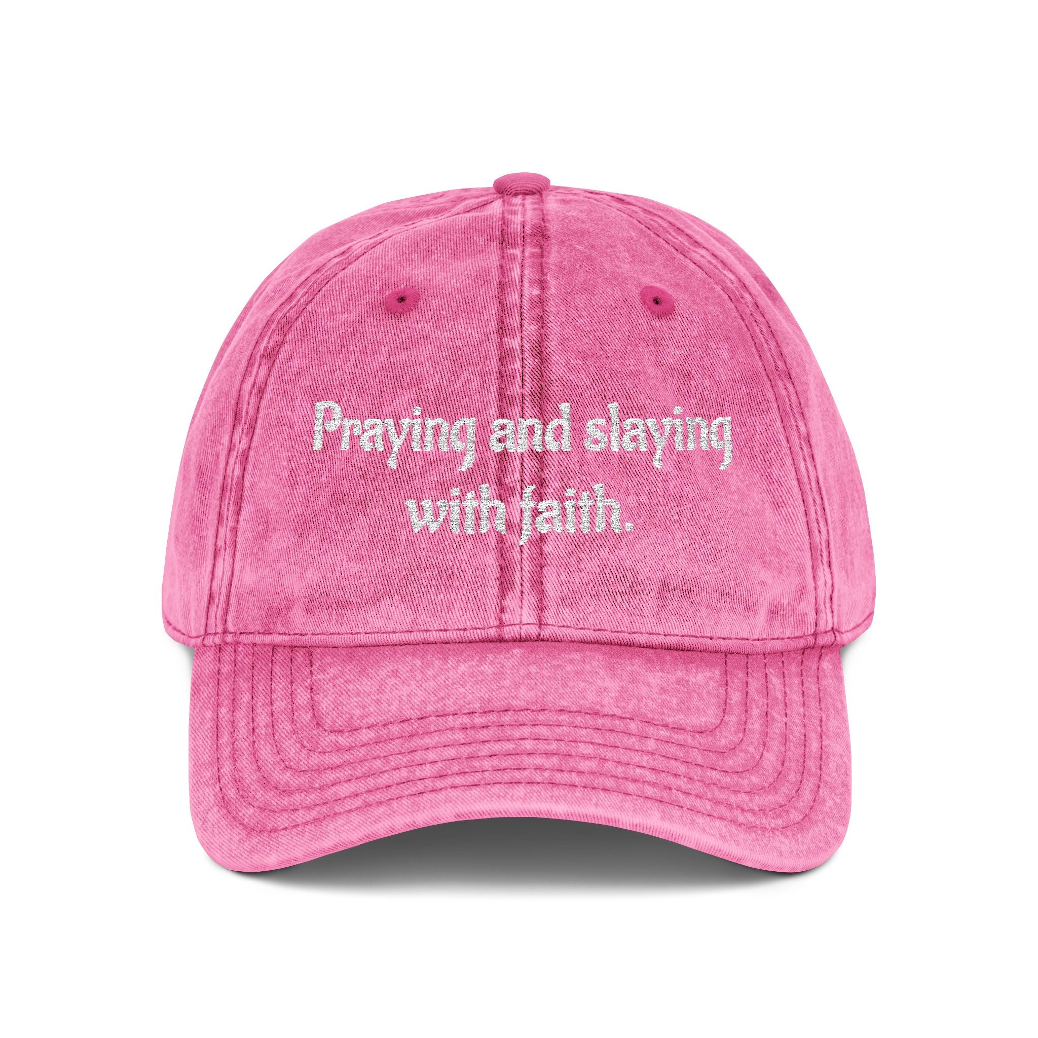Praying and slaying with faith. | Vintage Embroidered Cap