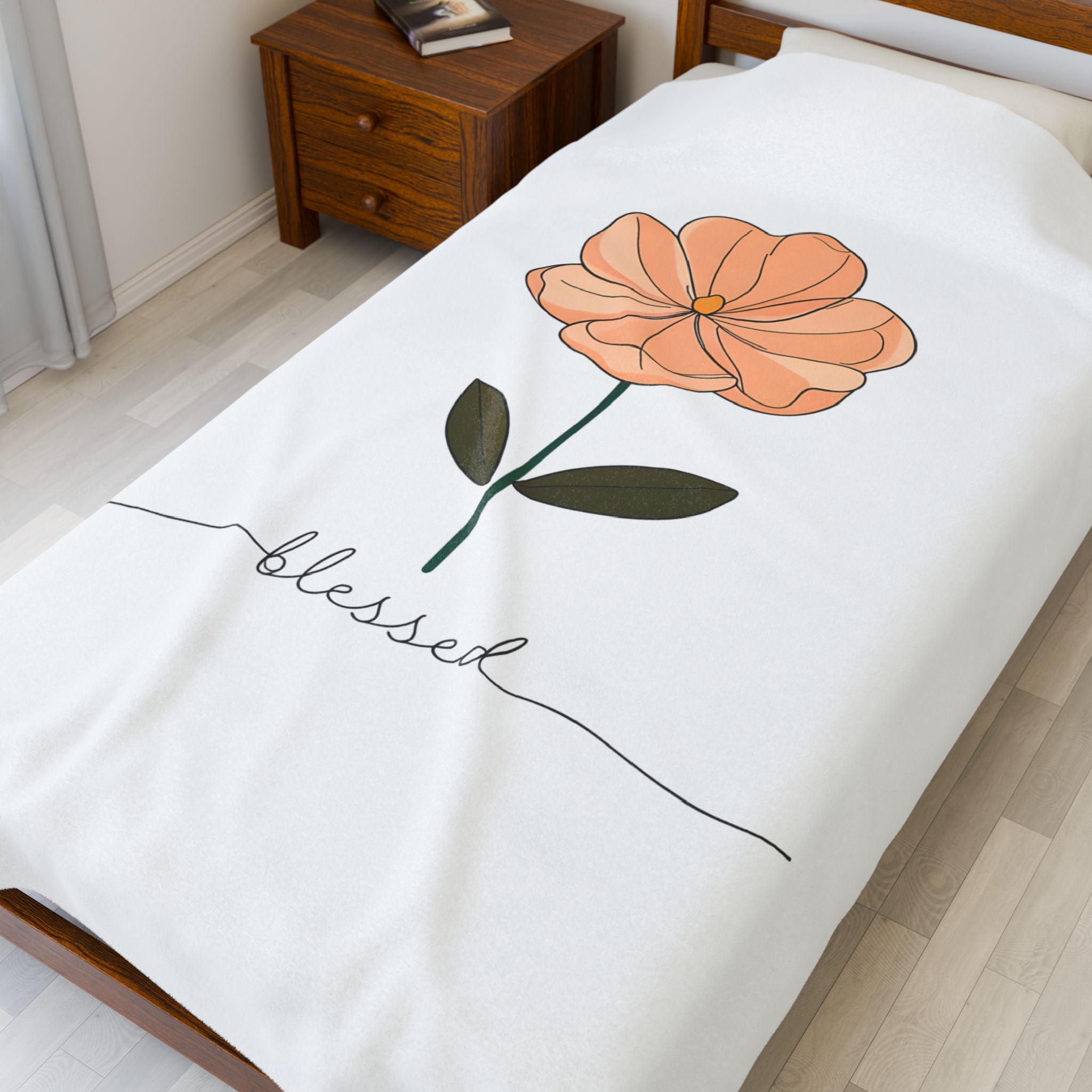 Blessed | Cozy Floral Velveteen Plush Blanket