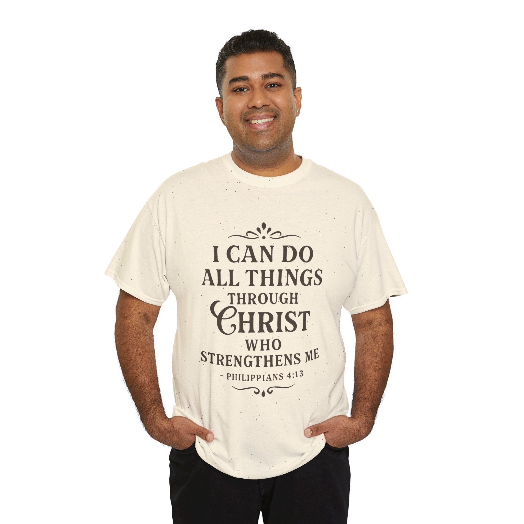 I can do all things through Christ who strengthens me. — Philippians 4:13 | Unisex Heavy Cotton T-Shirt