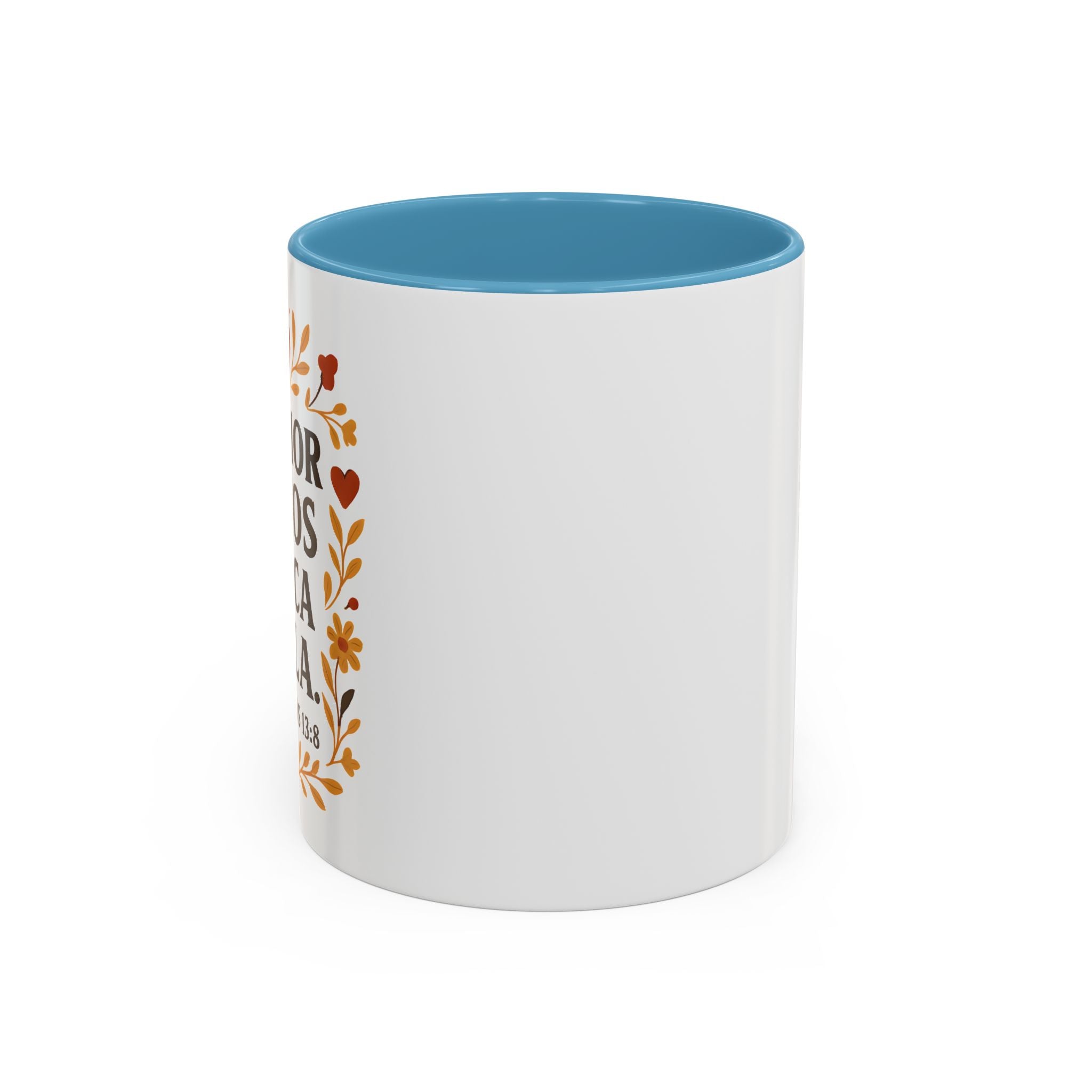 El amor de Dios nunca falla. — 1 Corintios 13:8 | Accent Coffee Mug
