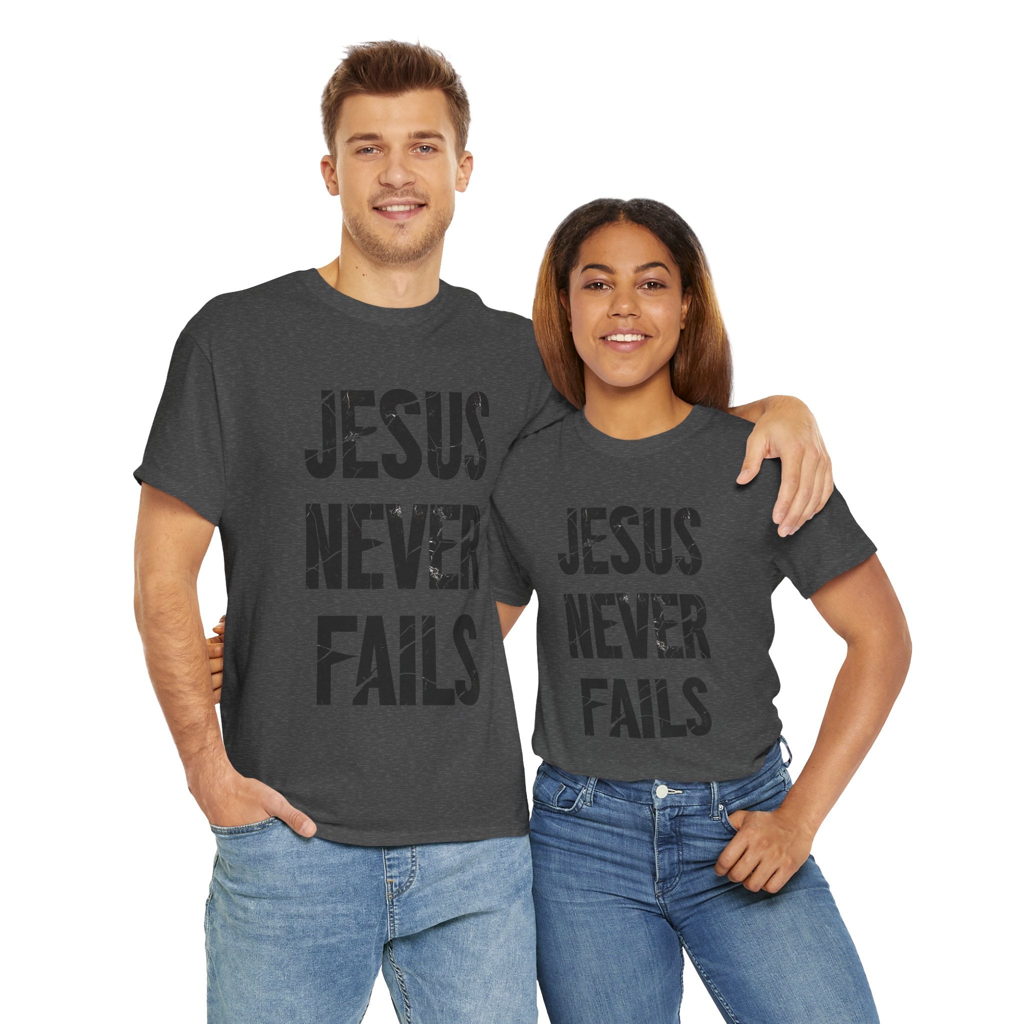 Jesus Never Fails | Unisex Heavy Cotton Tee