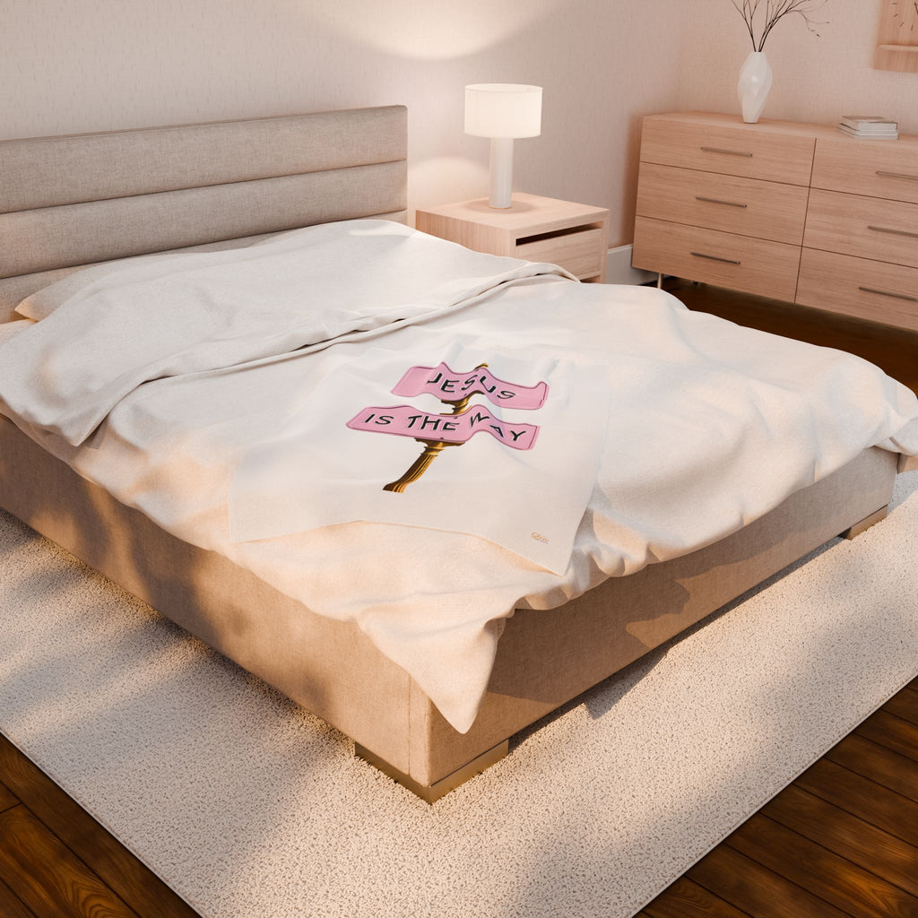 Jesus Is the Way | Cozy Velveteen Plush Blanket