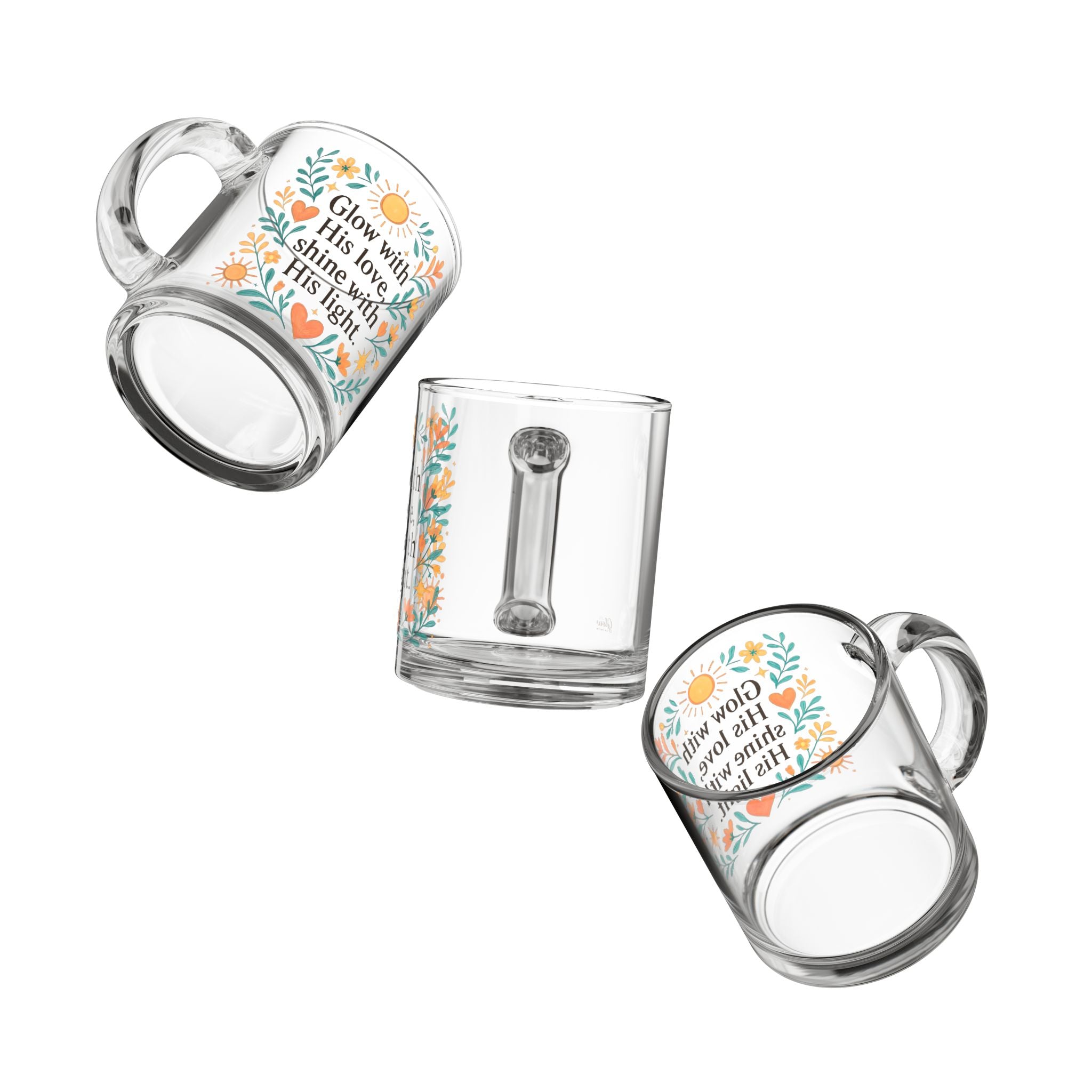 Glow with His love, shine with His light. | Glass Mug 10oz