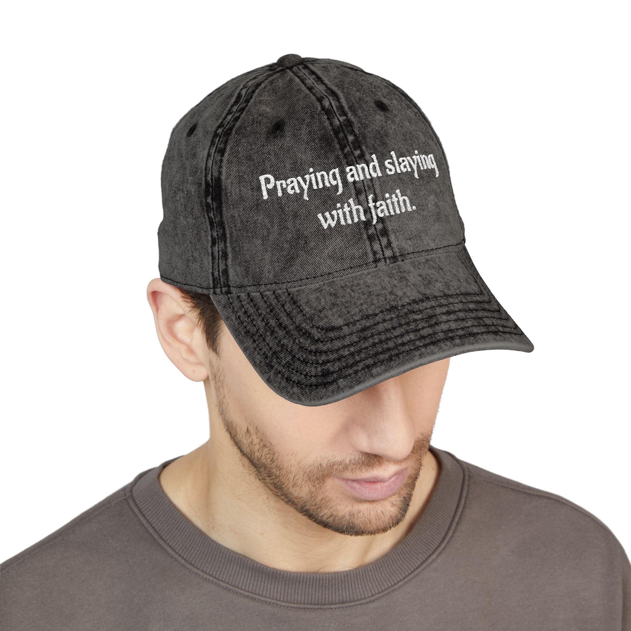 Praying and slaying with faith. | Vintage Embroidered Cap