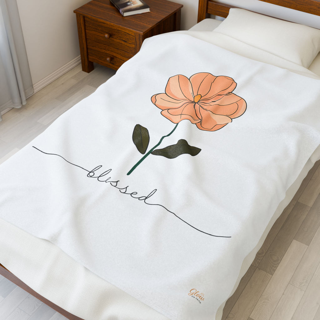 Blessed | Cozy Floral Velveteen Plush Blanket
