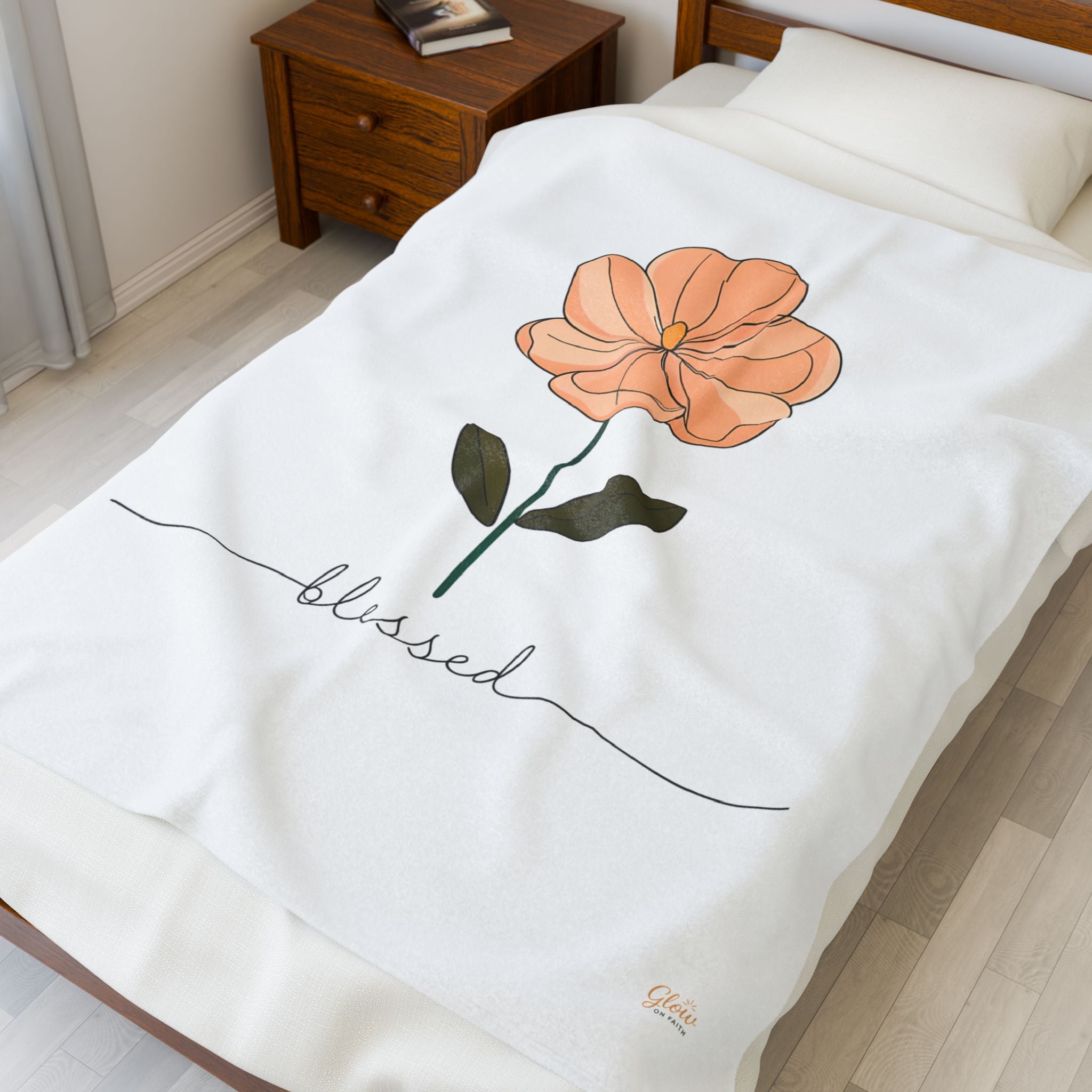 Blessed | Cozy Floral Velveteen Plush Blanket