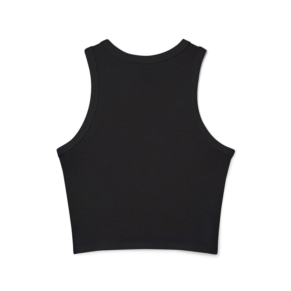 Lifted by His mercy, shining with strength. | Women's Micro Rib Racer Tank Top