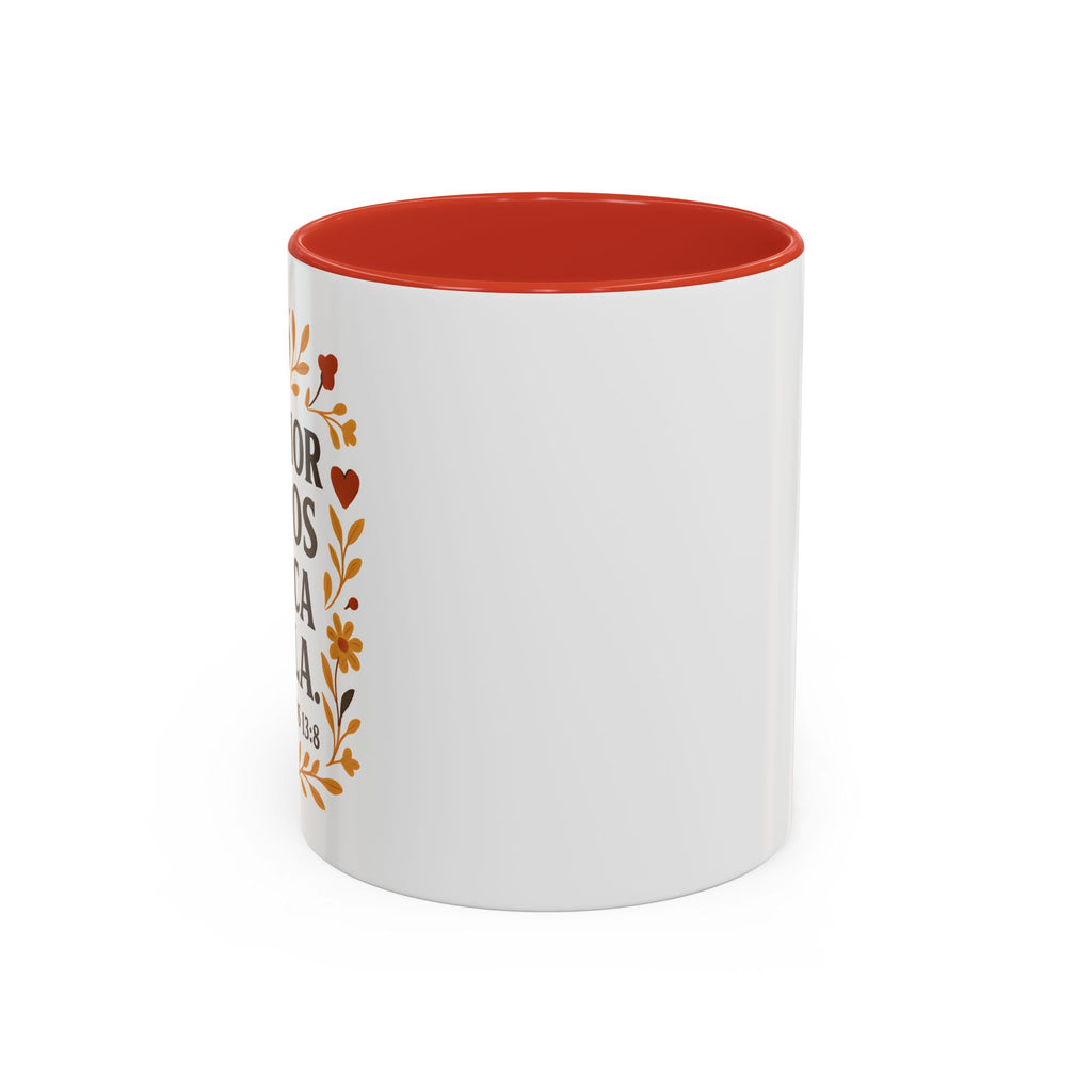 El amor de Dios nunca falla. — 1 Corintios 13:8 | Accent Coffee Mug