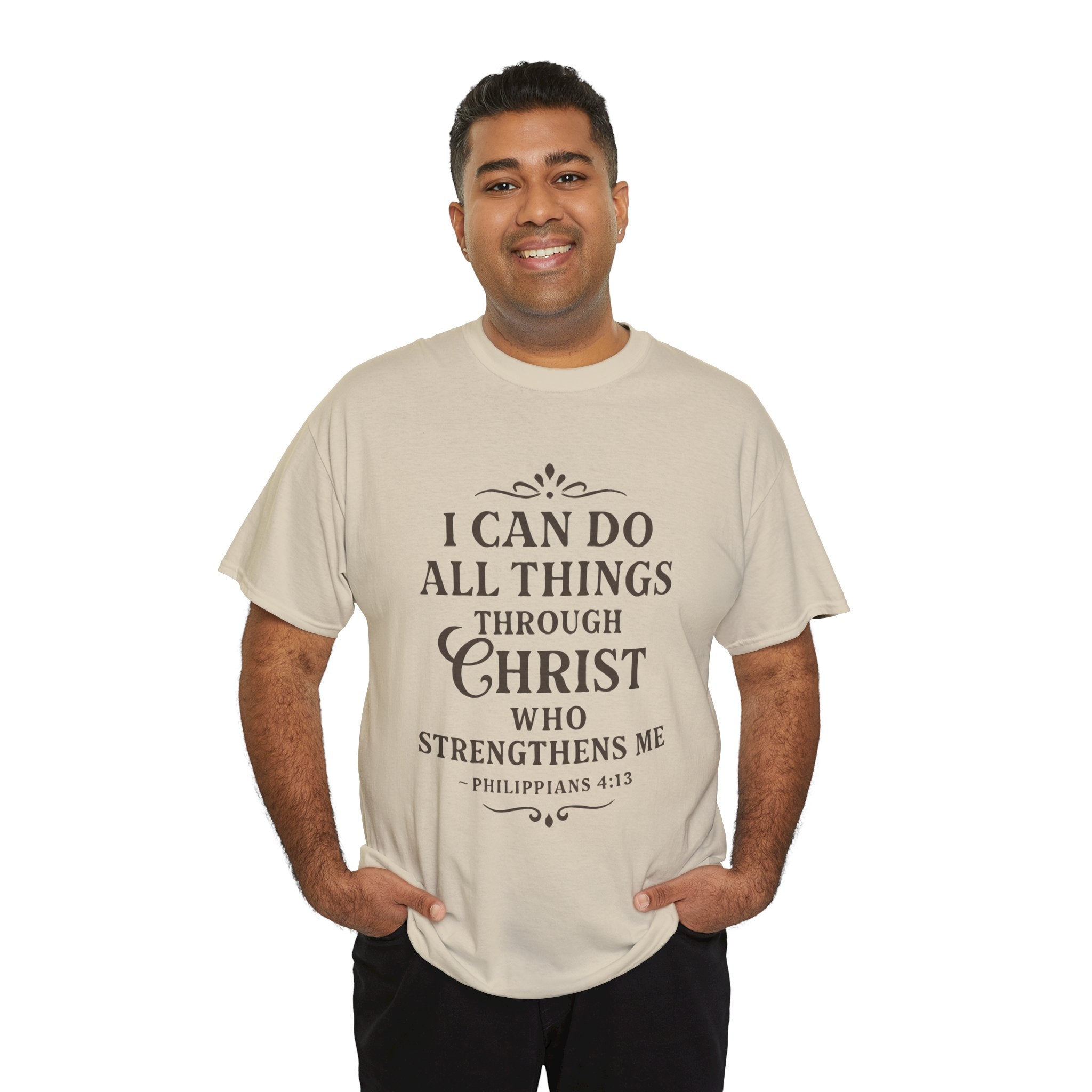 I can do all things through Christ who strengthens me. — Philippians 4:13 | Unisex Heavy Cotton T-Shirt