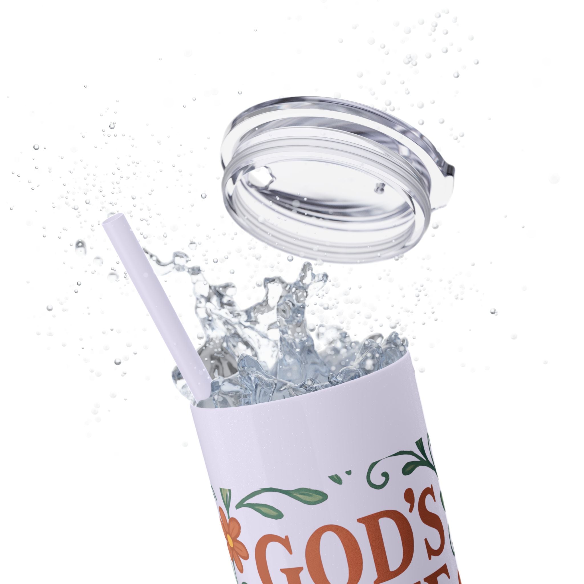 God’s love never fails. — 1 Corinthians 13:8 | Skinny Tumbler with Straw