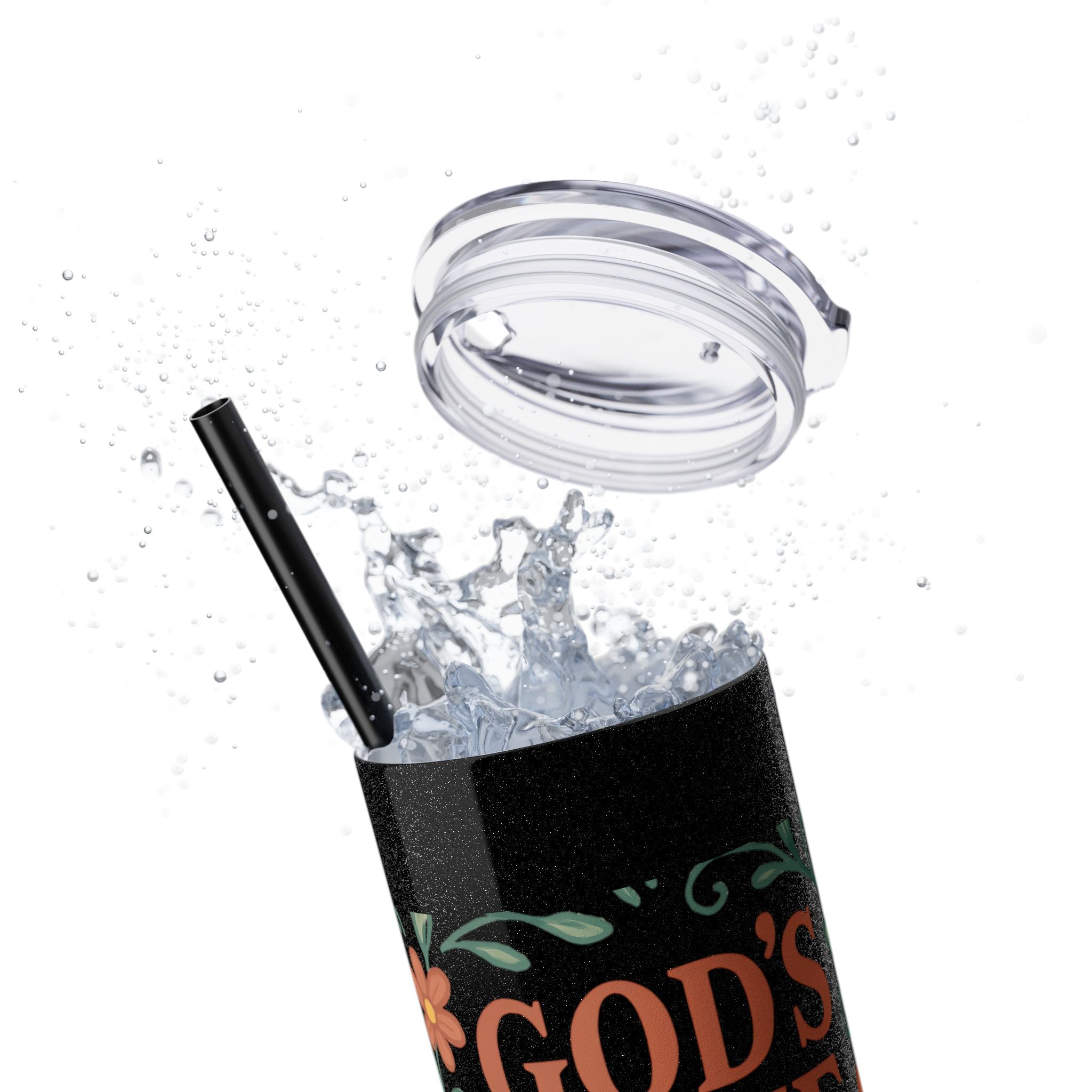 God’s love never fails. — 1 Corinthians 13:8 | Skinny Tumbler with Straw
