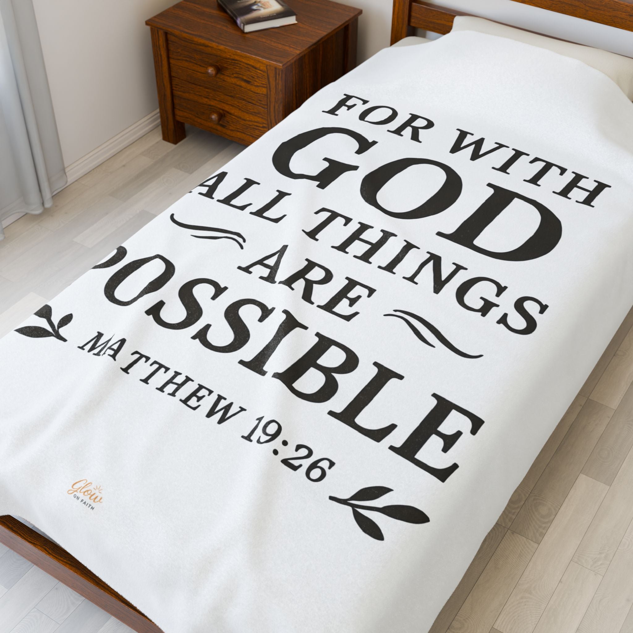 For with God all things are possible. — Matthew 19:26 | Cozy Velveteen Plush Blanket