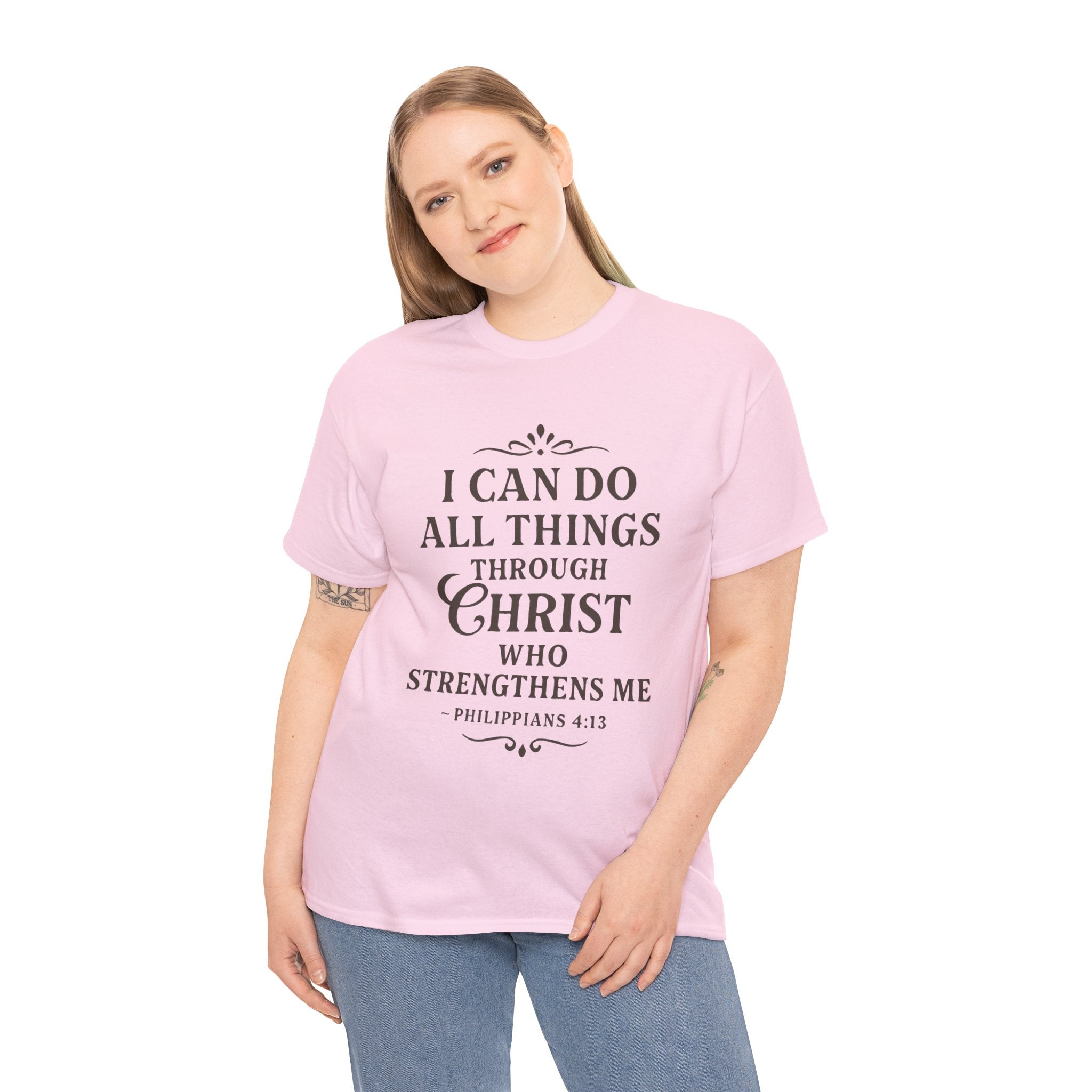 I can do all things through Christ who strengthens me. — Philippians 4:13 | Unisex Heavy Cotton T-Shirt