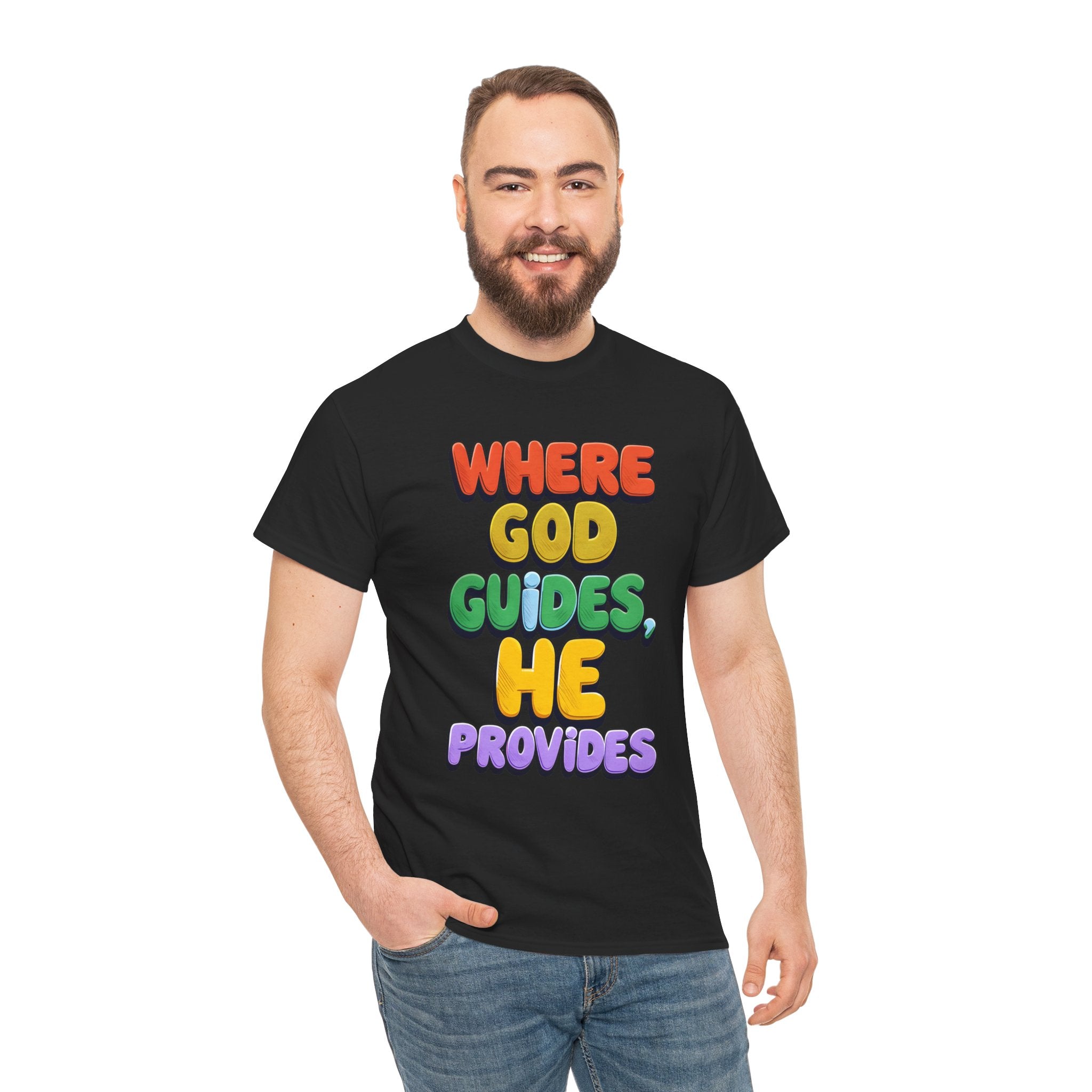 Where God Guides, He Provides | Unisex Cotton T-Shirt