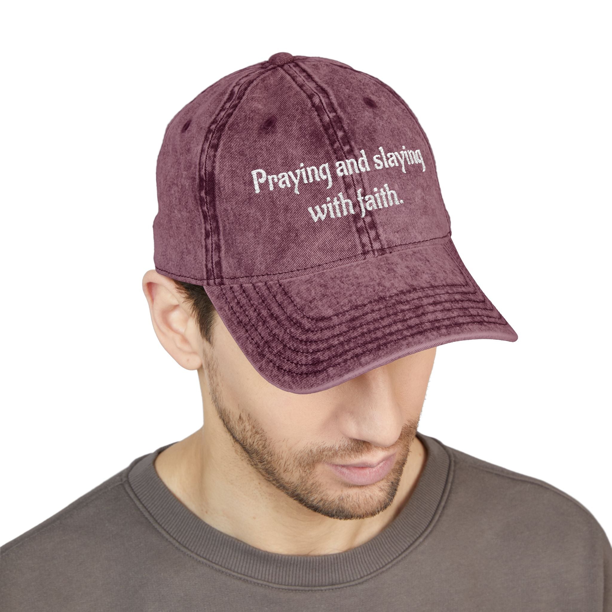 Praying and slaying with faith. | Vintage Embroidered Cap