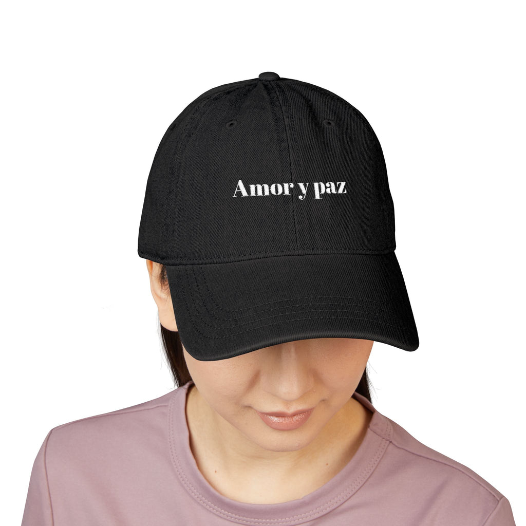 Amor y Paz (Love & Peace) | Embroidered Denim Hat