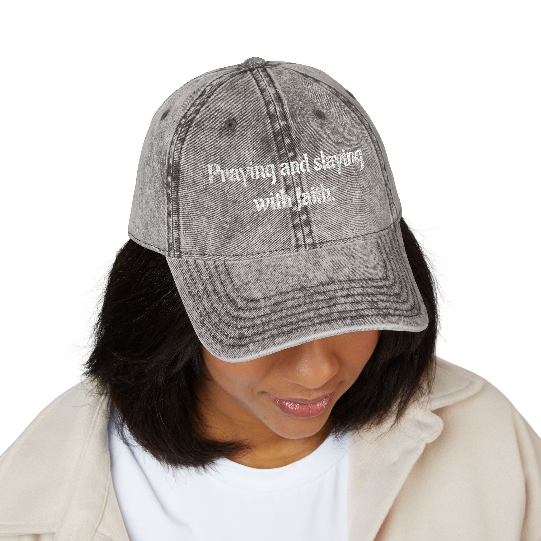 Praying and slaying with faith. | Vintage Embroidered Cap
