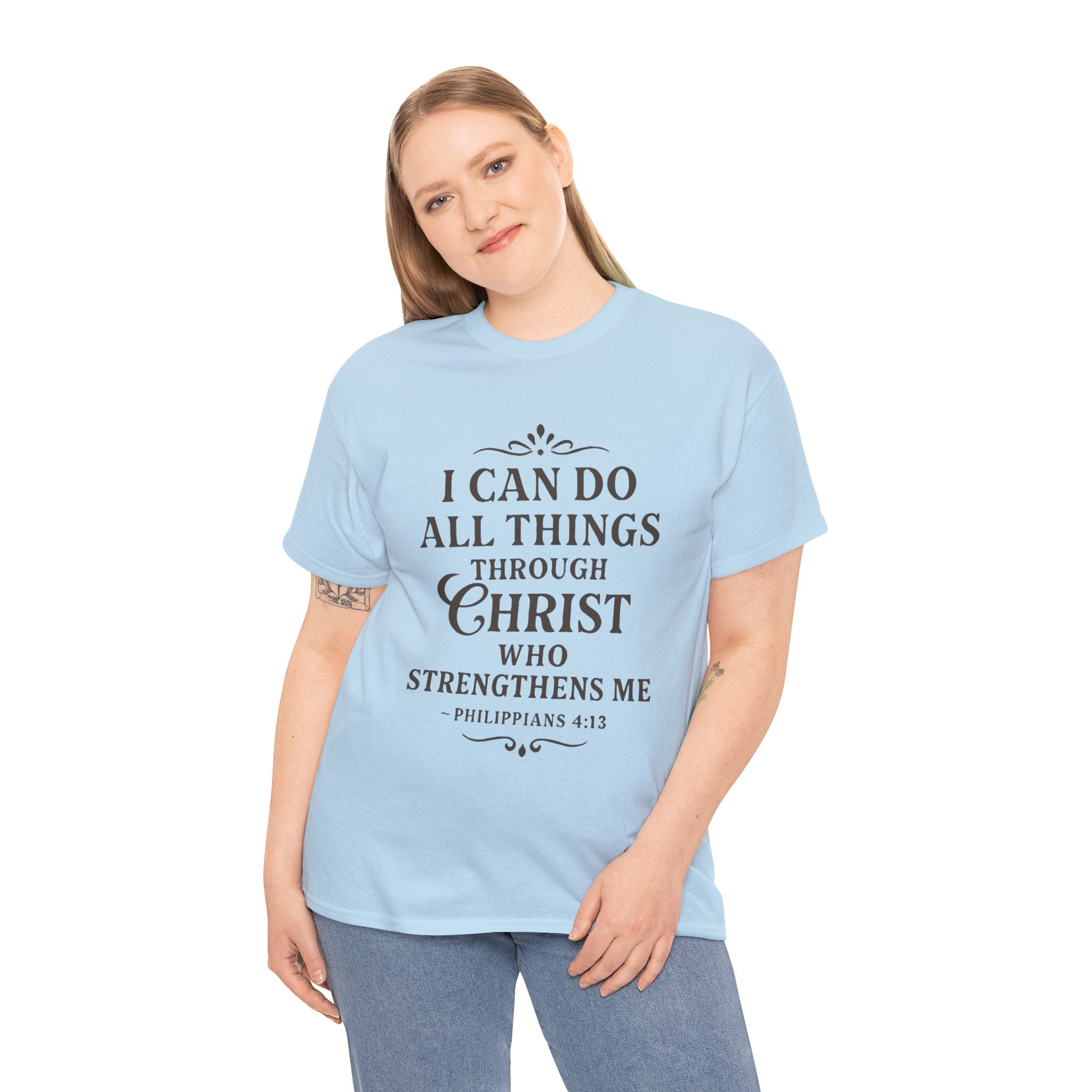 I can do all things through Christ who strengthens me. — Philippians 4:13 | Unisex Heavy Cotton T-Shirt