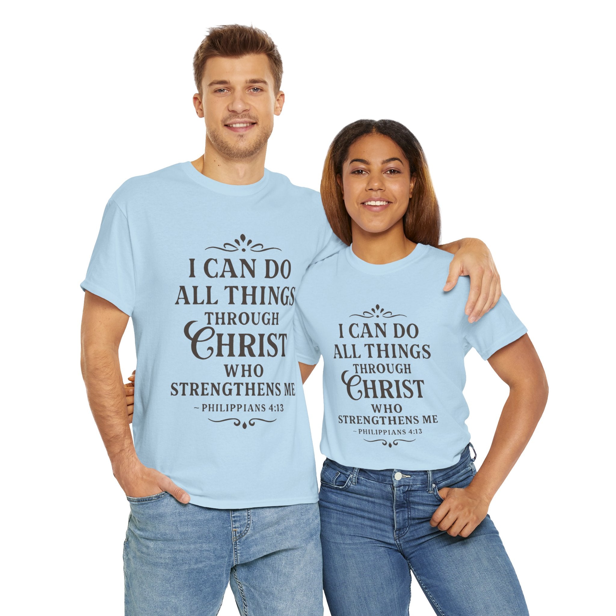 I can do all things through Christ who strengthens me. — Philippians 4:13 | Unisex Heavy Cotton T-Shirt