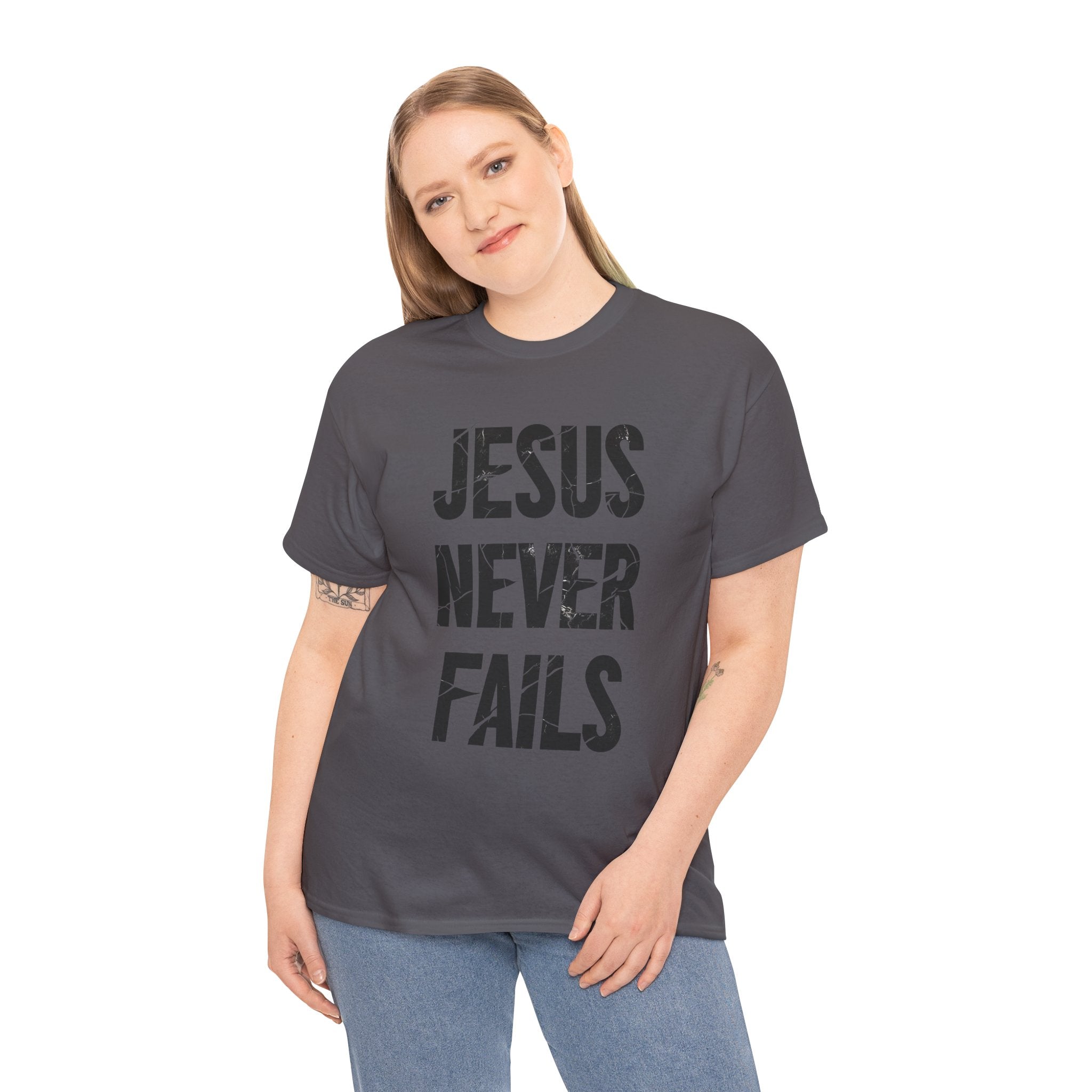 Jesus Never Fails | Unisex Heavy Cotton Tee
