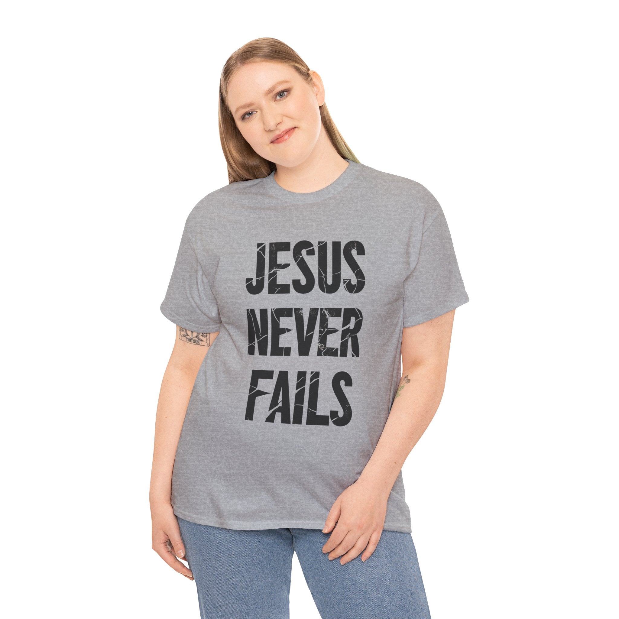 Jesus Never Fails | Unisex Heavy Cotton Tee