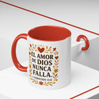 El amor de Dios nunca falla. — 1 Corintios 13:8 | Accent Coffee Mug