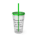 Whoever drinks the water I give them will never thirst. — John 4:14 | Tumbler