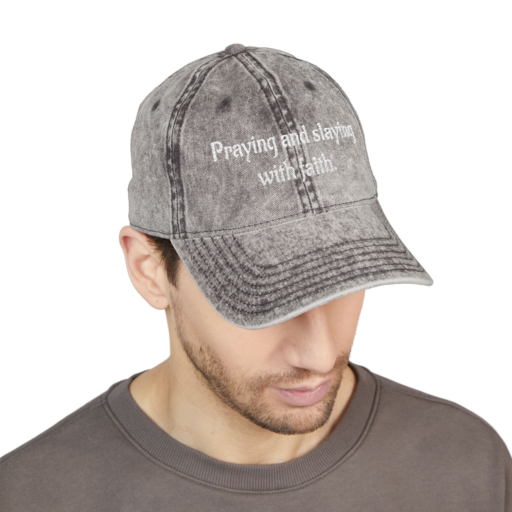 Praying and slaying with faith. | Vintage Embroidered Cap