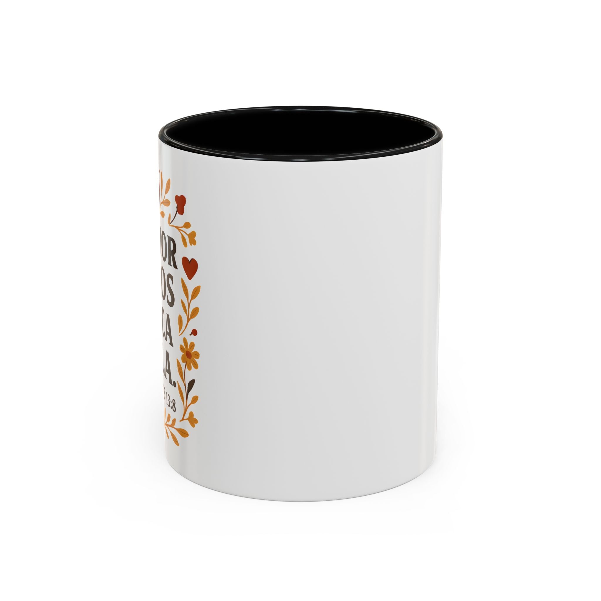 El amor de Dios nunca falla. — 1 Corintios 13:8 | Accent Coffee Mug