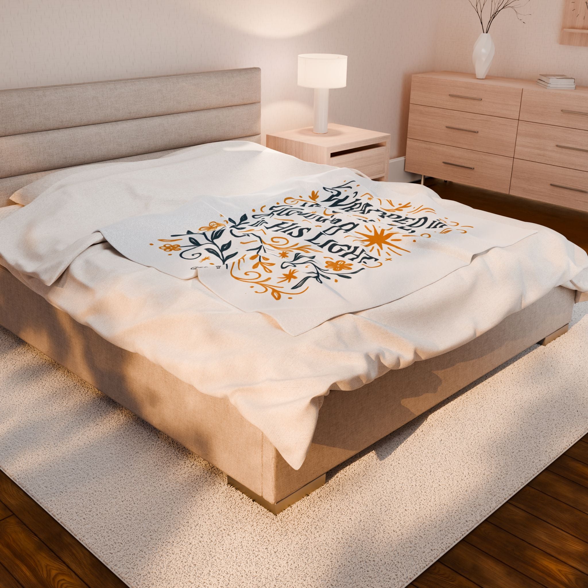 Wrapped in His grace, glowing in His light. | Cozy Velveteen Plush Blanket