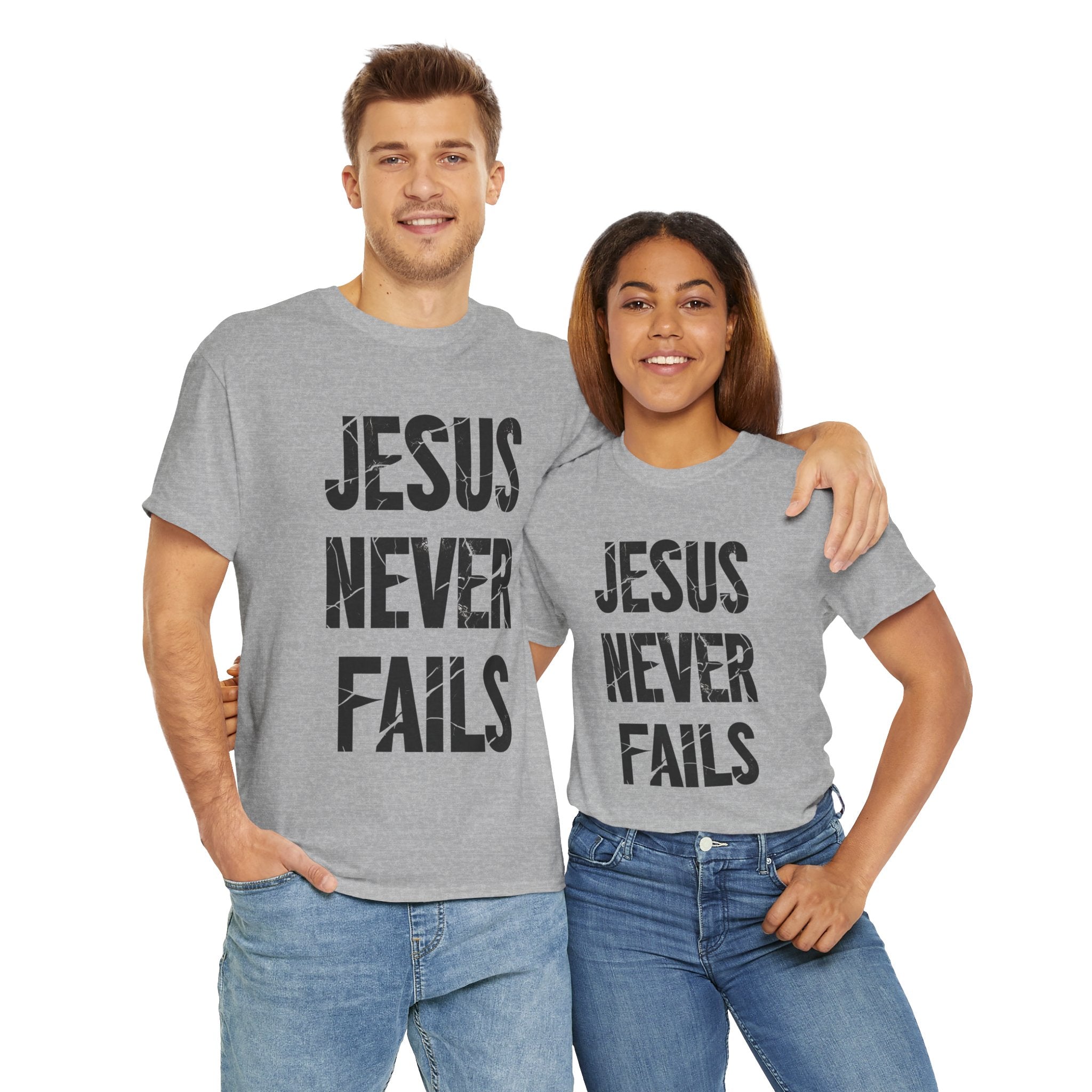 Jesus Never Fails | Unisex Heavy Cotton Tee