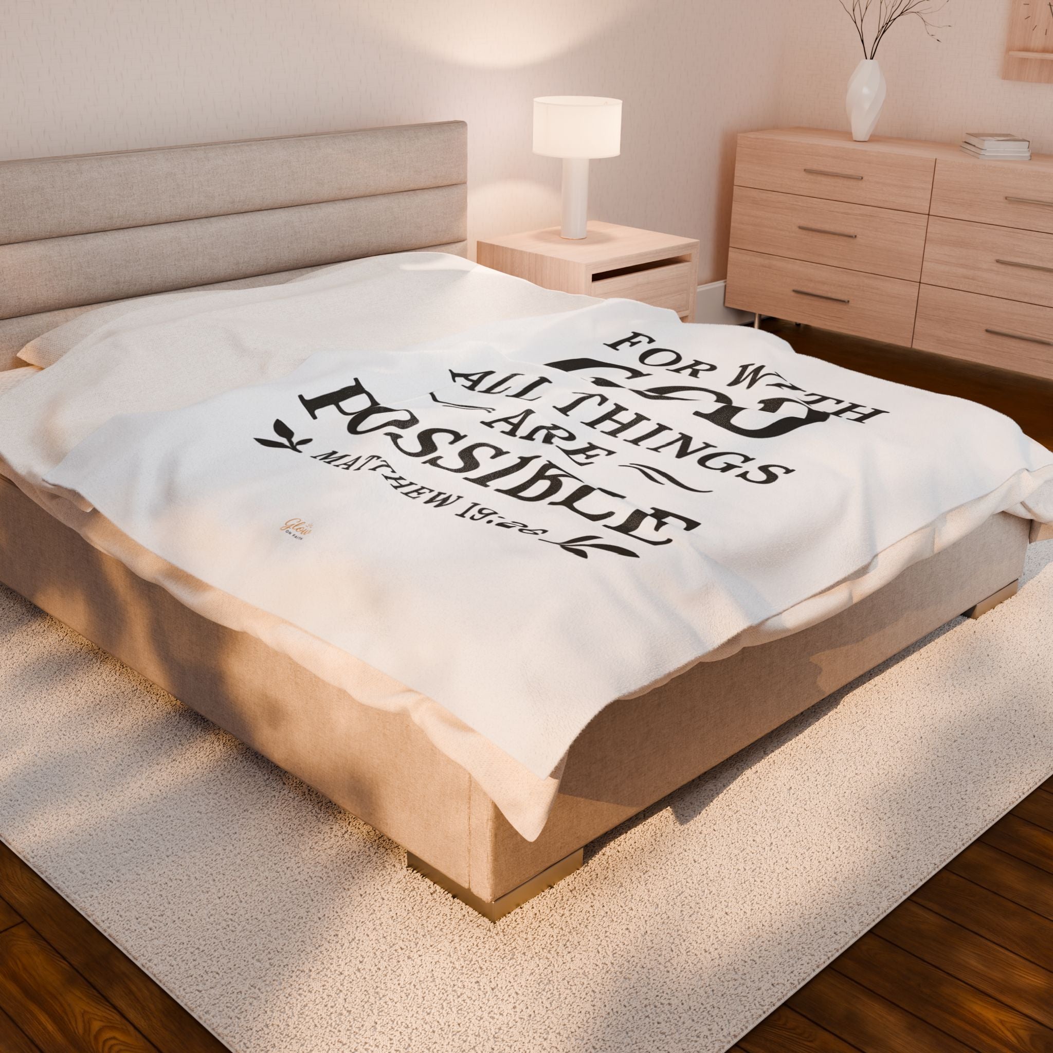 For with God all things are possible. — Matthew 19:26 | Cozy Velveteen Plush Blanket