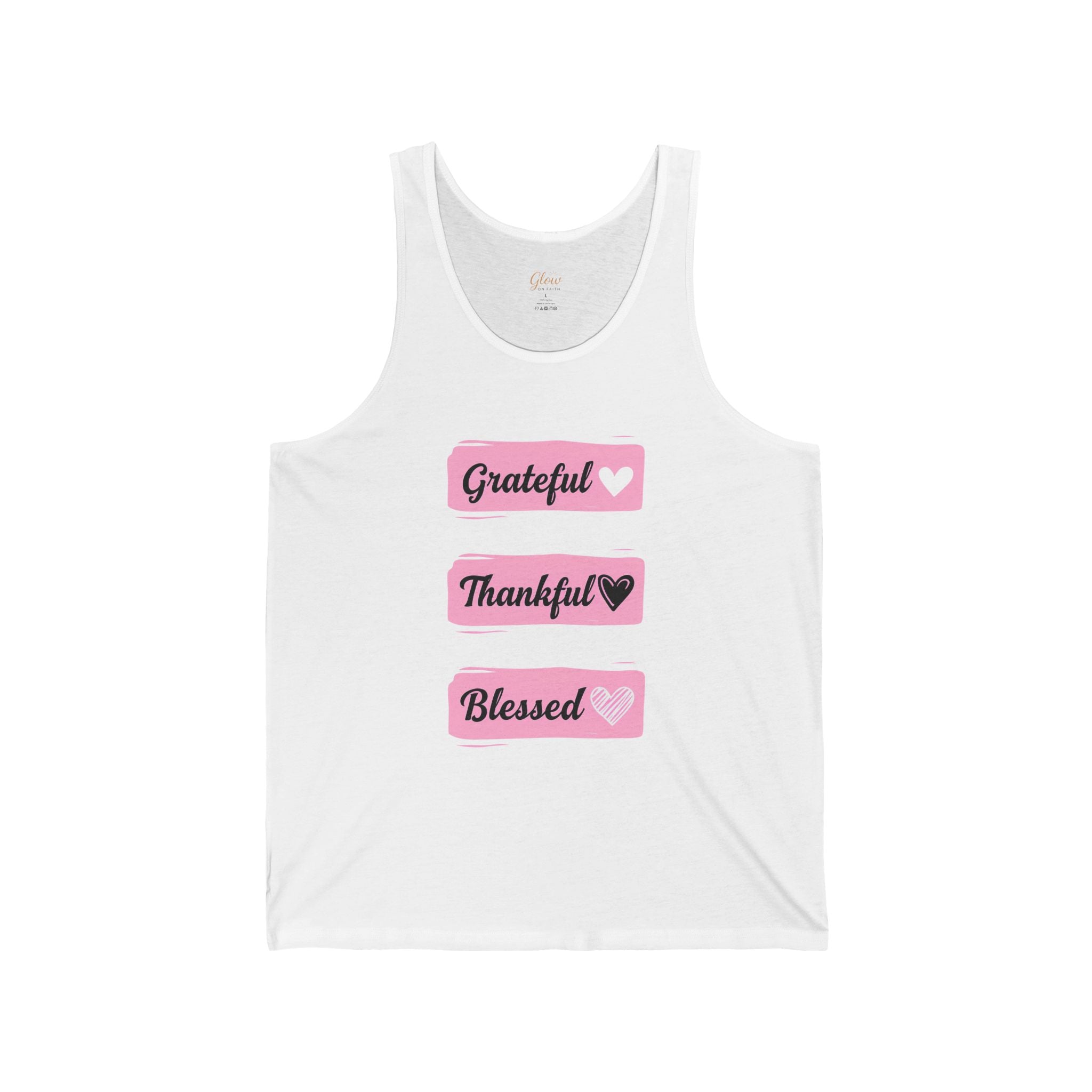 Grateful Thankful Blessed | Unisex Jersey Tank Top
