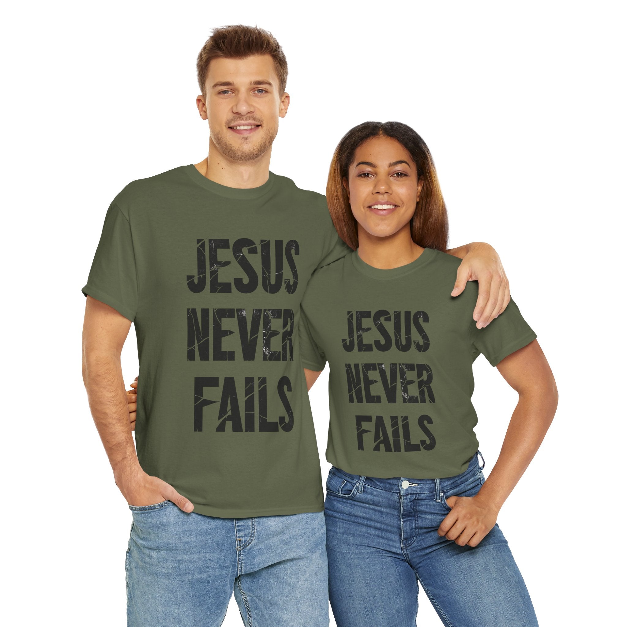 Jesus Never Fails | Unisex Heavy Cotton Tee