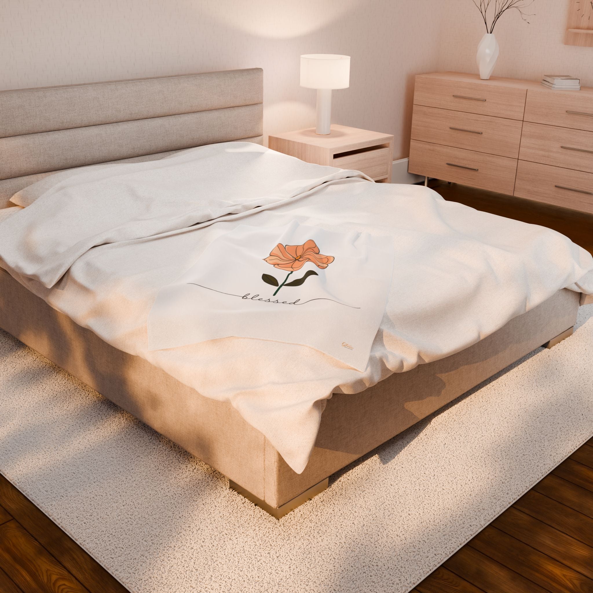 Blessed | Cozy Floral Velveteen Plush Blanket