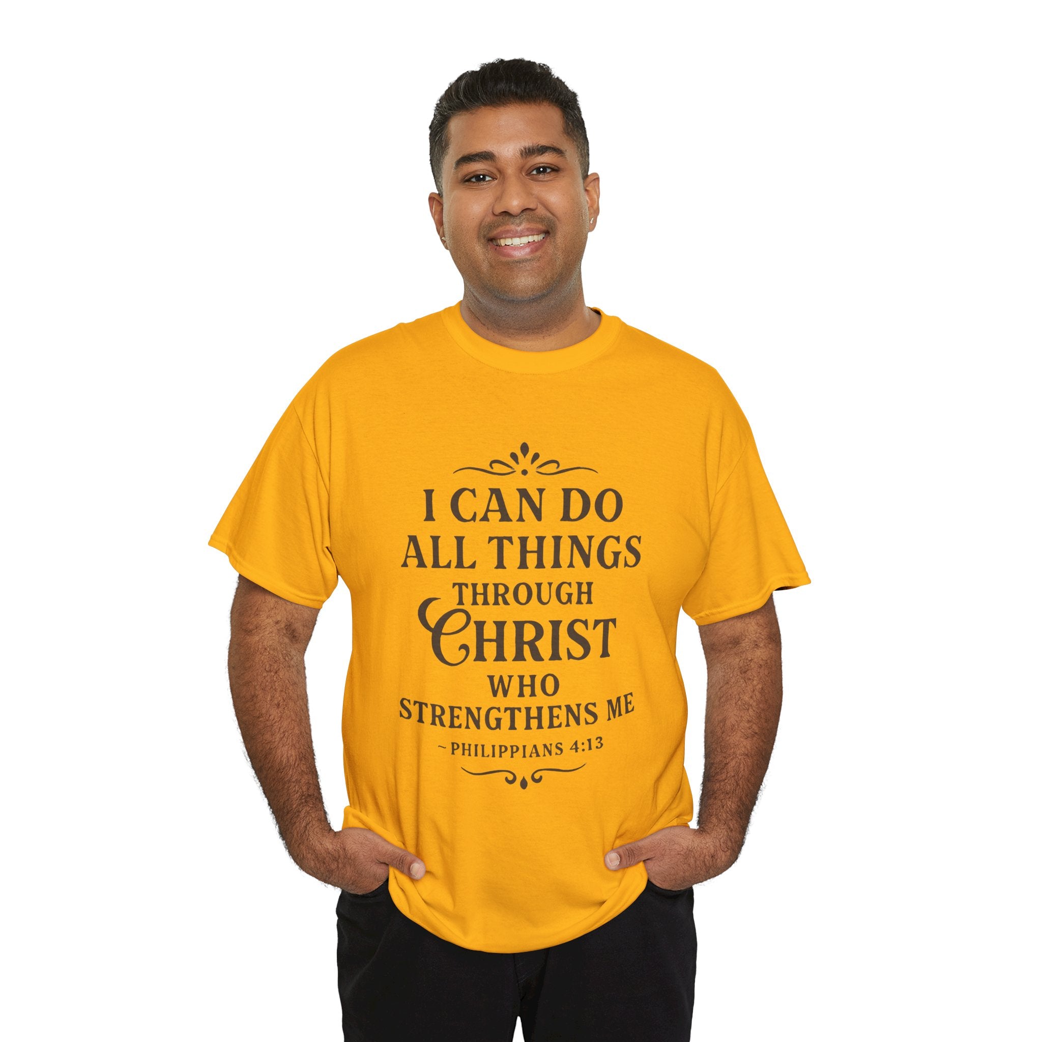 I can do all things through Christ who strengthens me. — Philippians 4:13 | Unisex Heavy Cotton T-Shirt