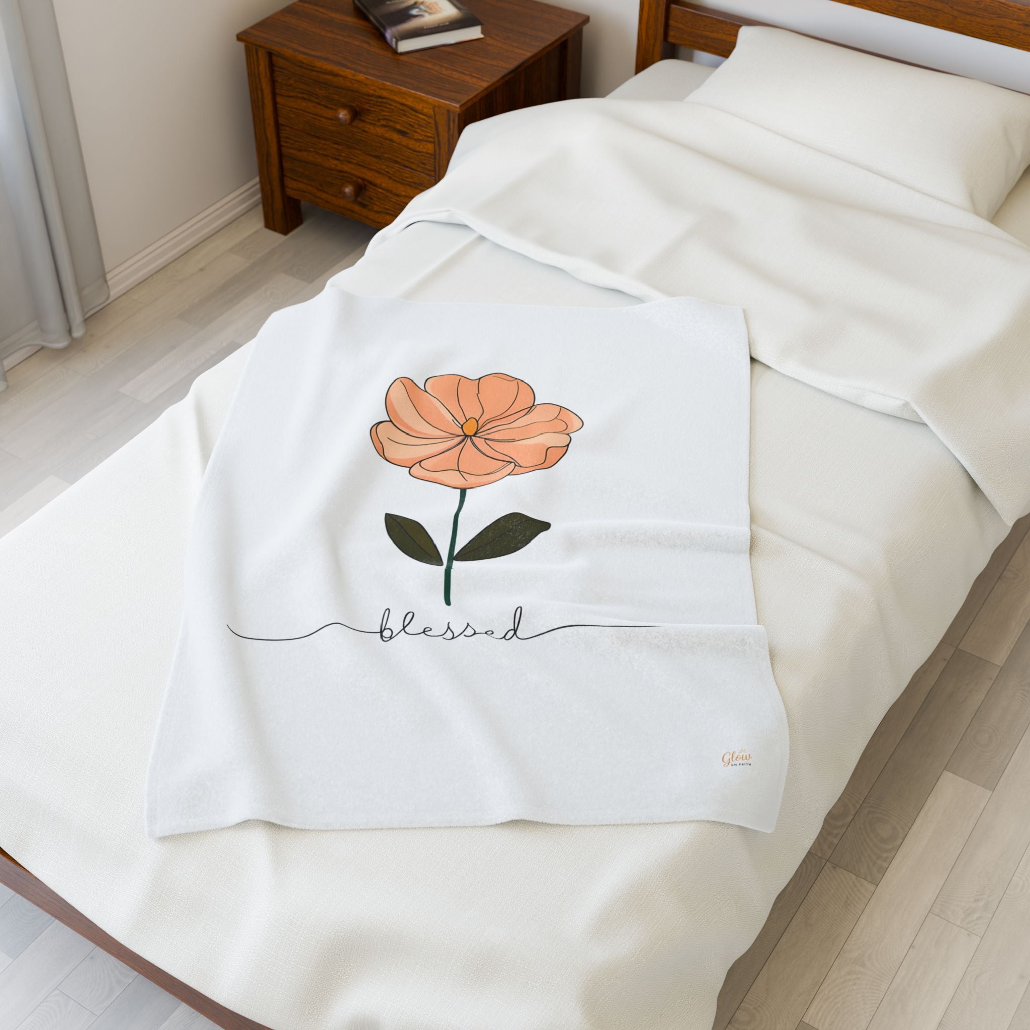 Blessed | Cozy Floral Velveteen Plush Blanket