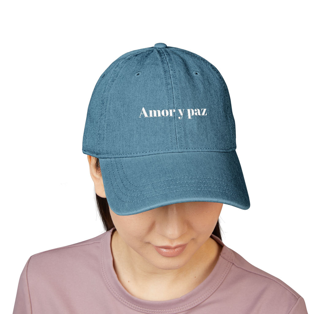 Amor y Paz (Love & Peace) | Embroidered Denim Hat