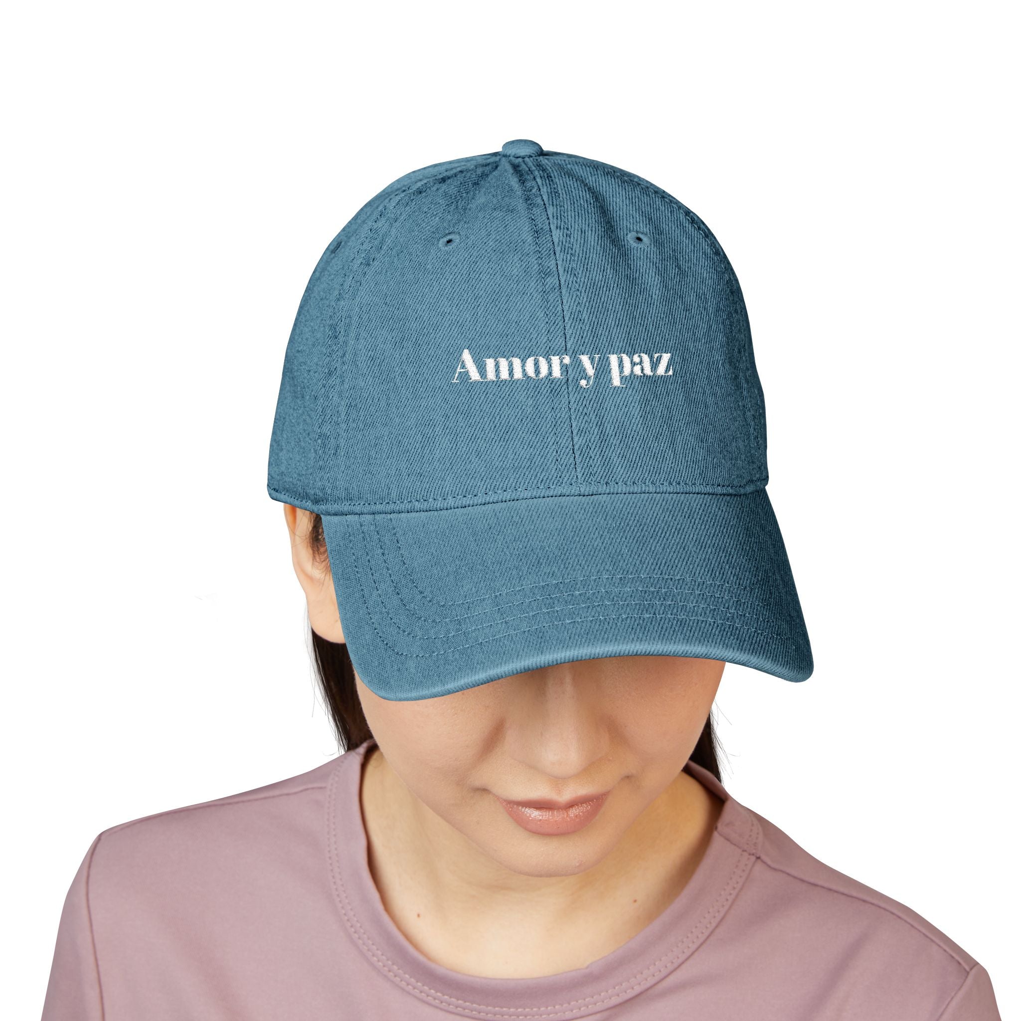 Amor y Paz (Love & Peace) | Embroidered Denim Hat
